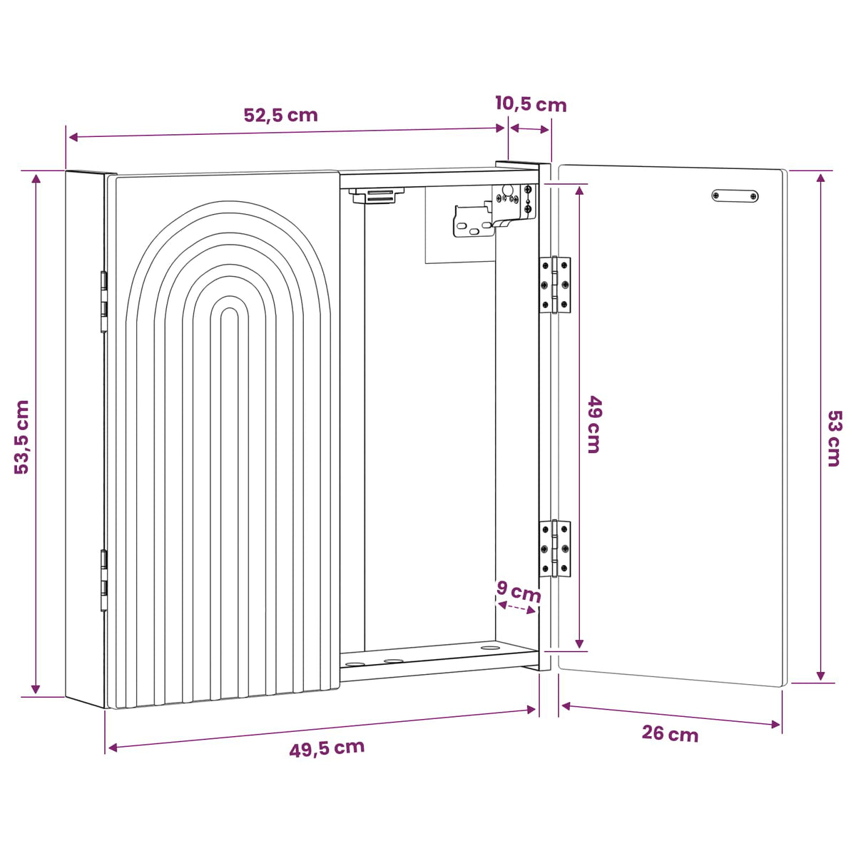 Kabinet za mete ALKMAAR Crna 52,5 x 10,5 x 53,5 cm
