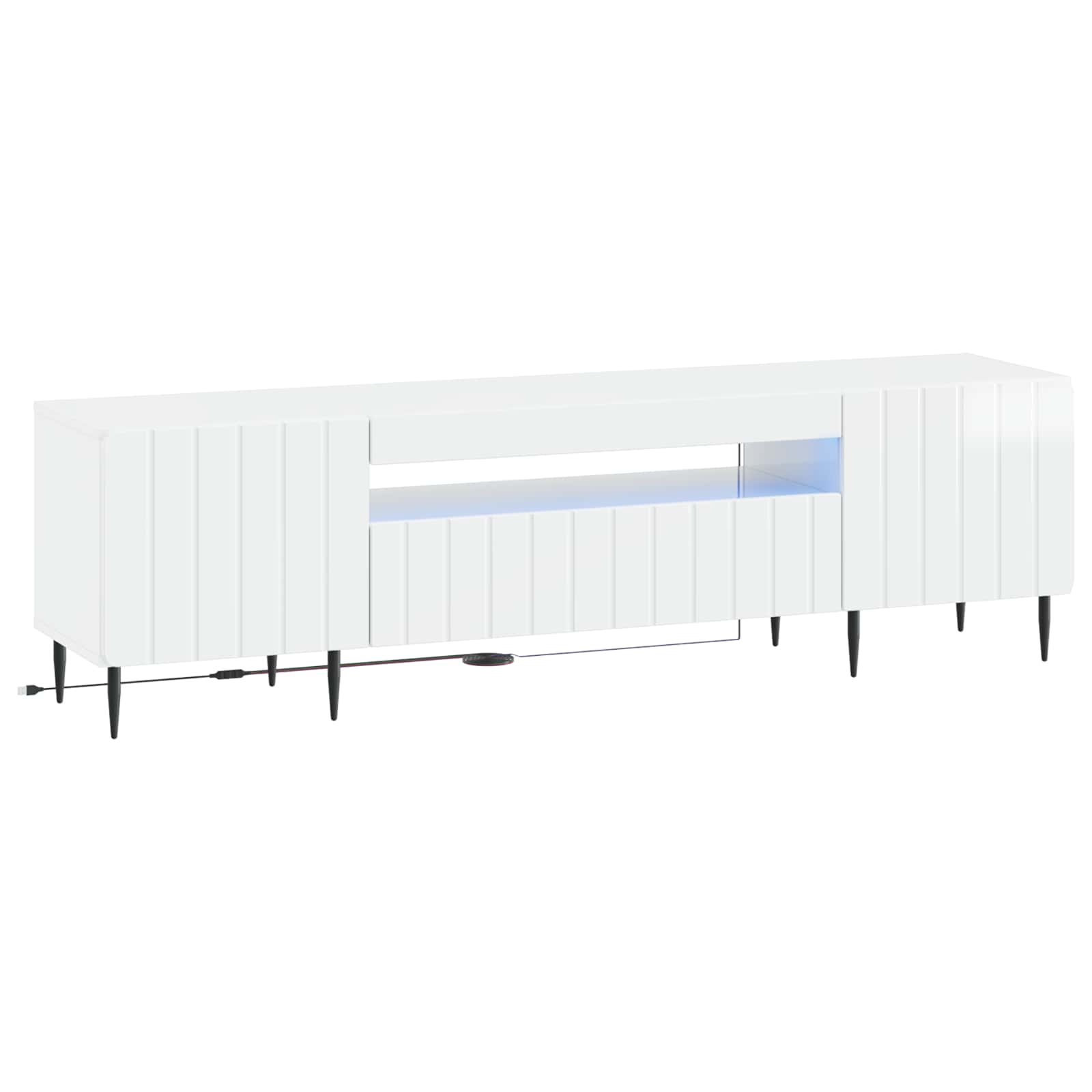 LED TV kabinet Bijela visokog sjaja Konstruirano drvo