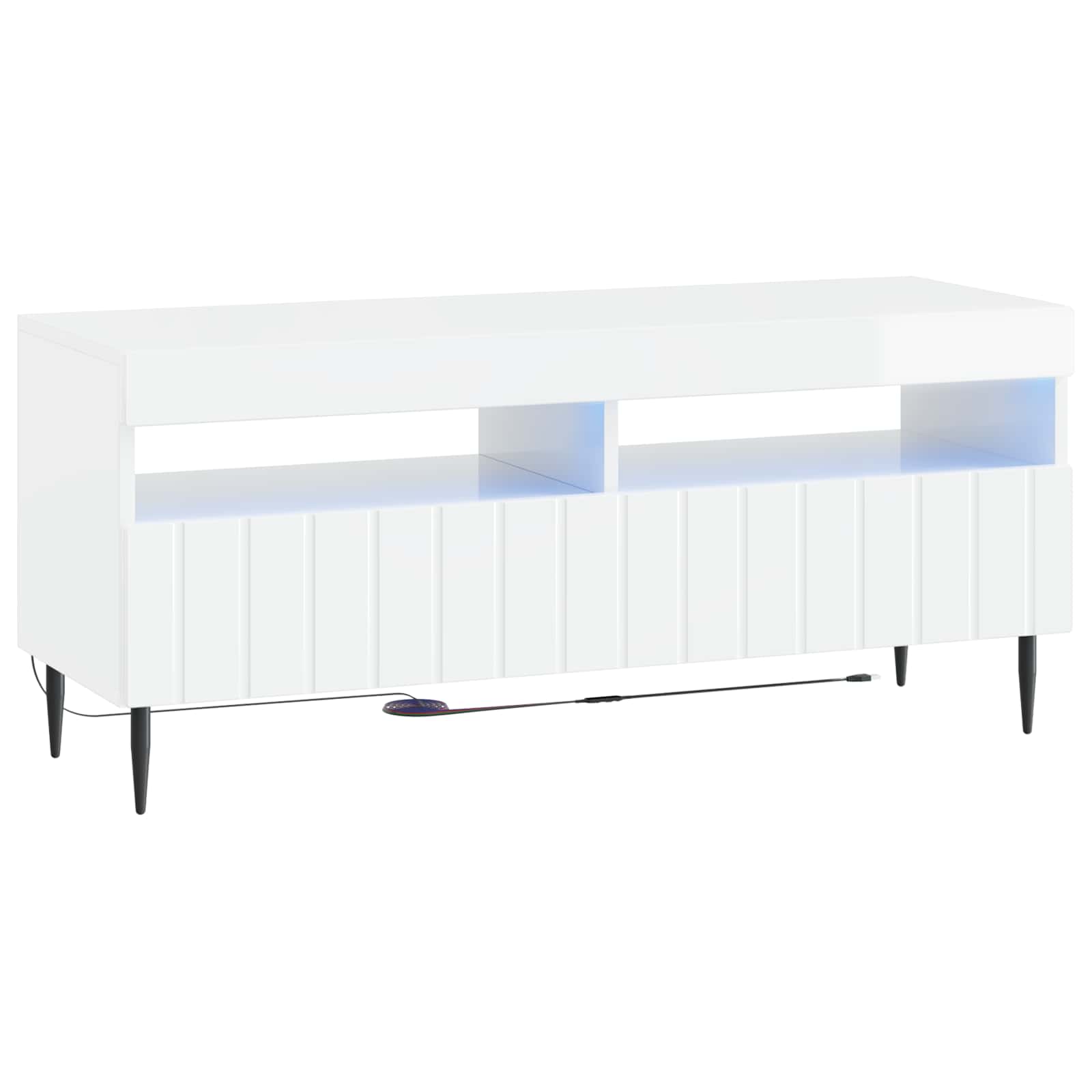 LED TV kabinet Bijela visokog sjaja Konstruirano drvo