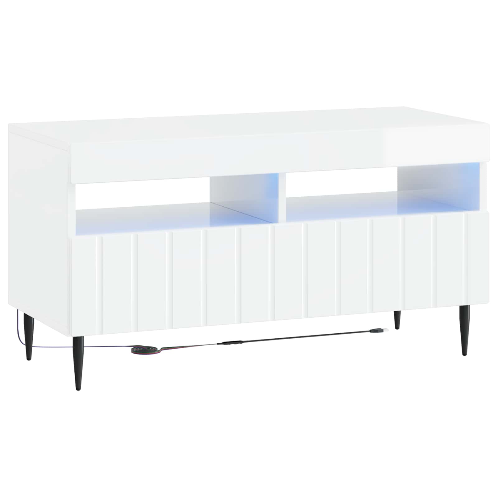 LED TV kabinet Bijela visokog sjaja Konstruirano drvo