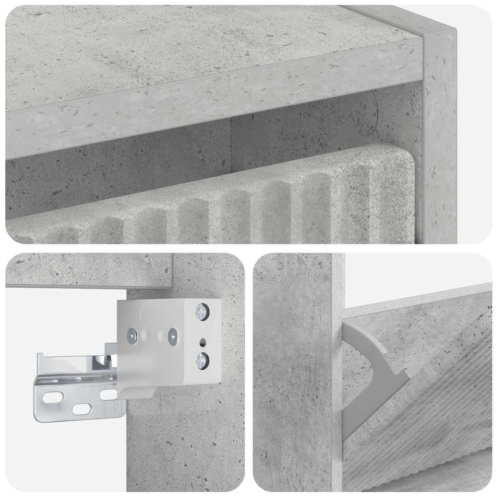 Ormar za cipele na zidu ARNHEM 71 x 17 x 43 cm Betonska siva