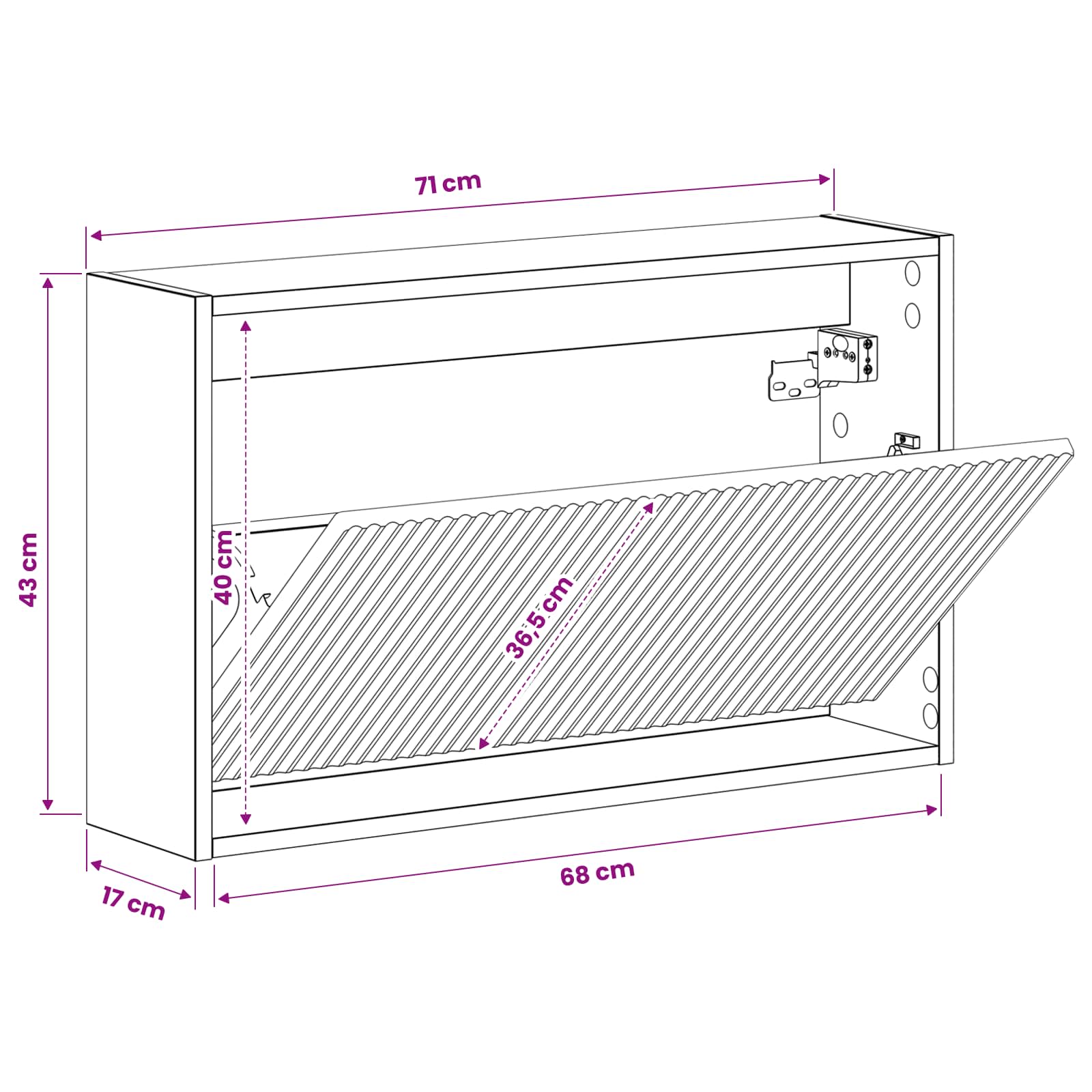 Ormar za cipele na zidu ARNHEM 71 x 17 x 43 cm Betonska siva