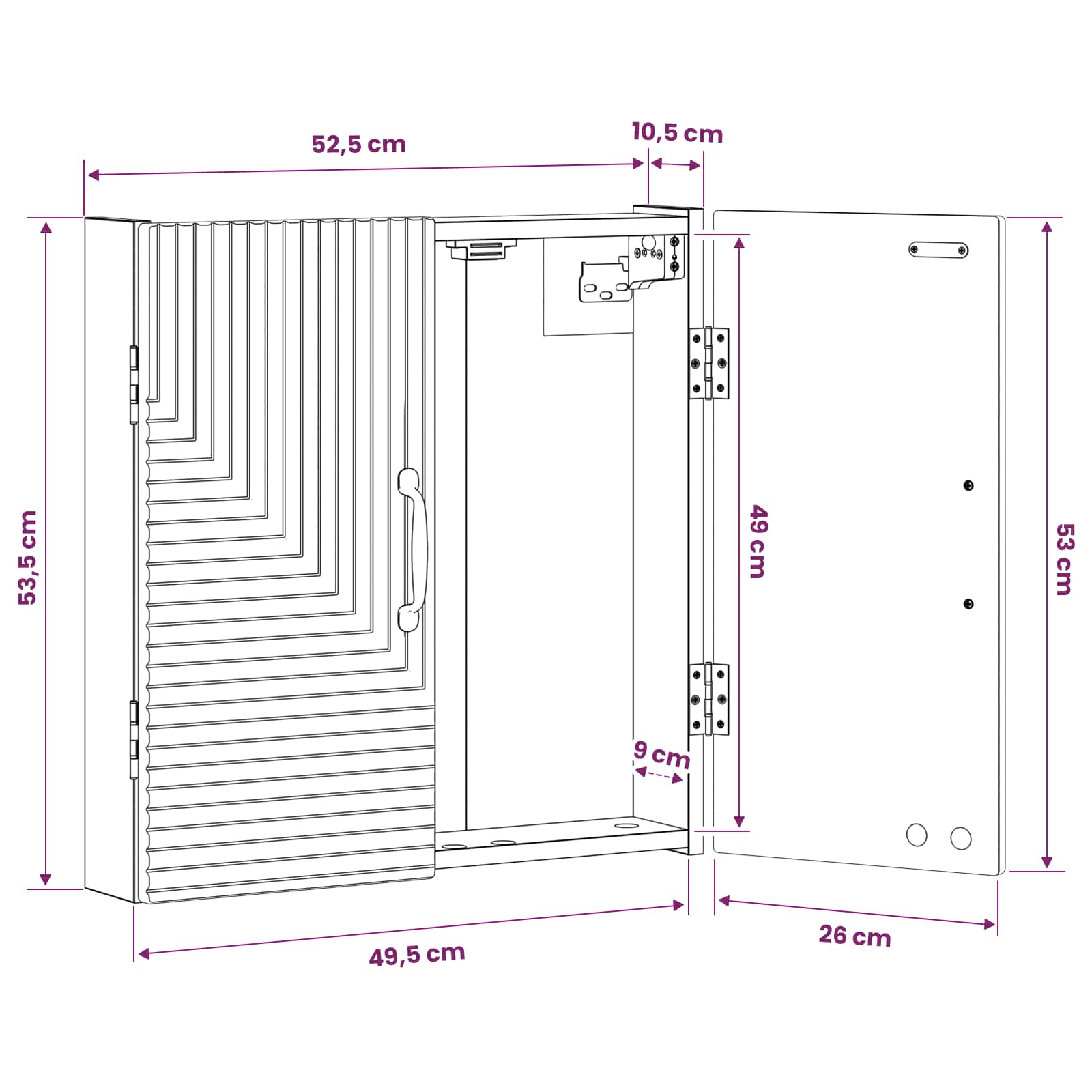 Kabinet za mete HAARLEM Dimljeni hrast 52,5 x 10,5 x 53,5 cm