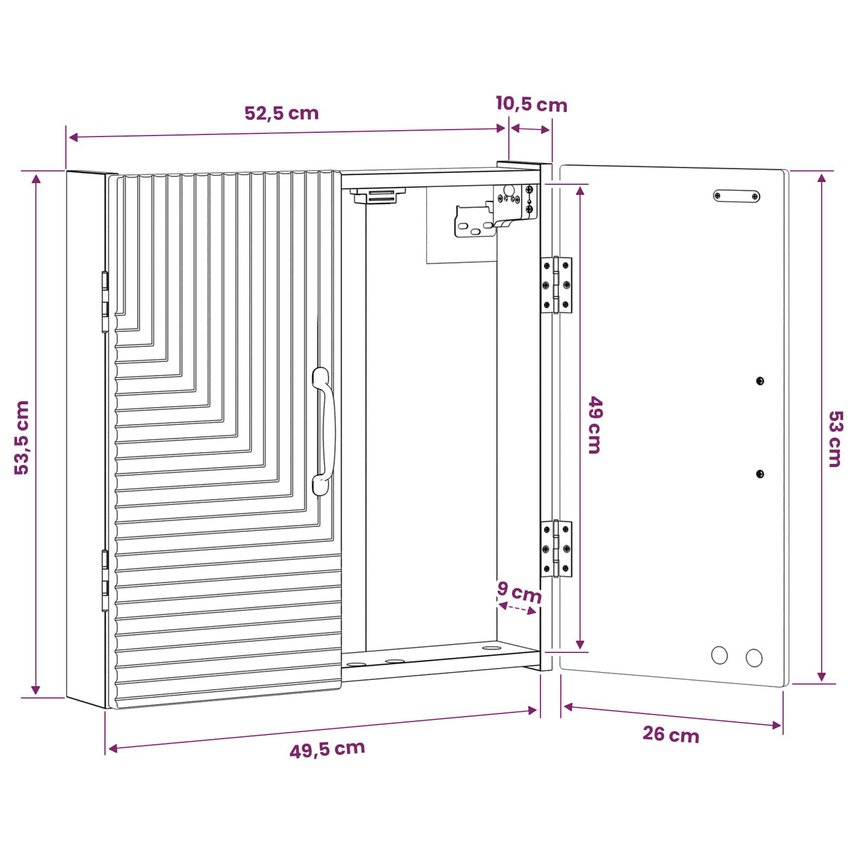 Kabinet za mete HAARLEM Staro drvo 52,5 x 10,5 x 53,5 cm
