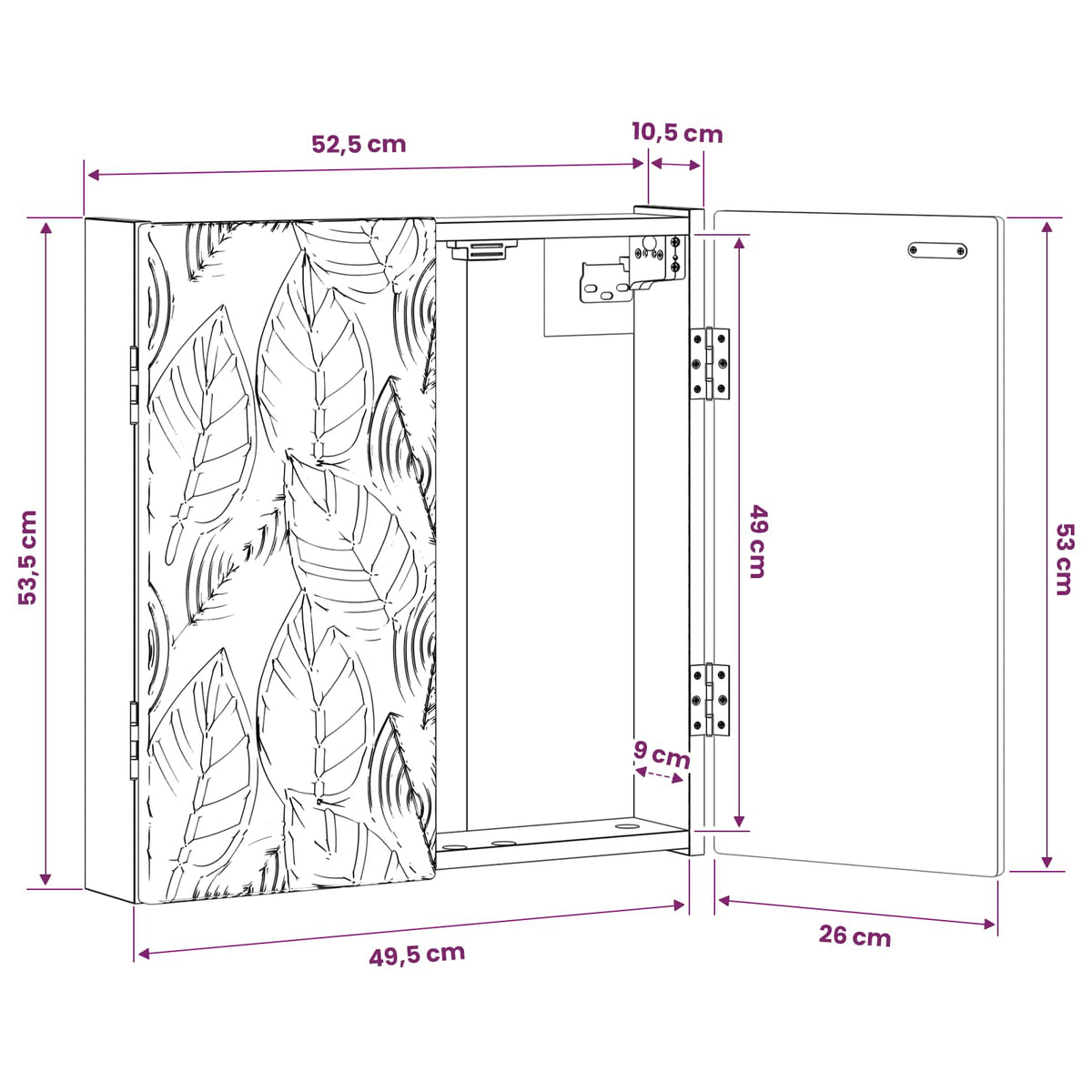 Kabinet za mete DELFT Crna 52,5 x 10,5 x 53,5 cm