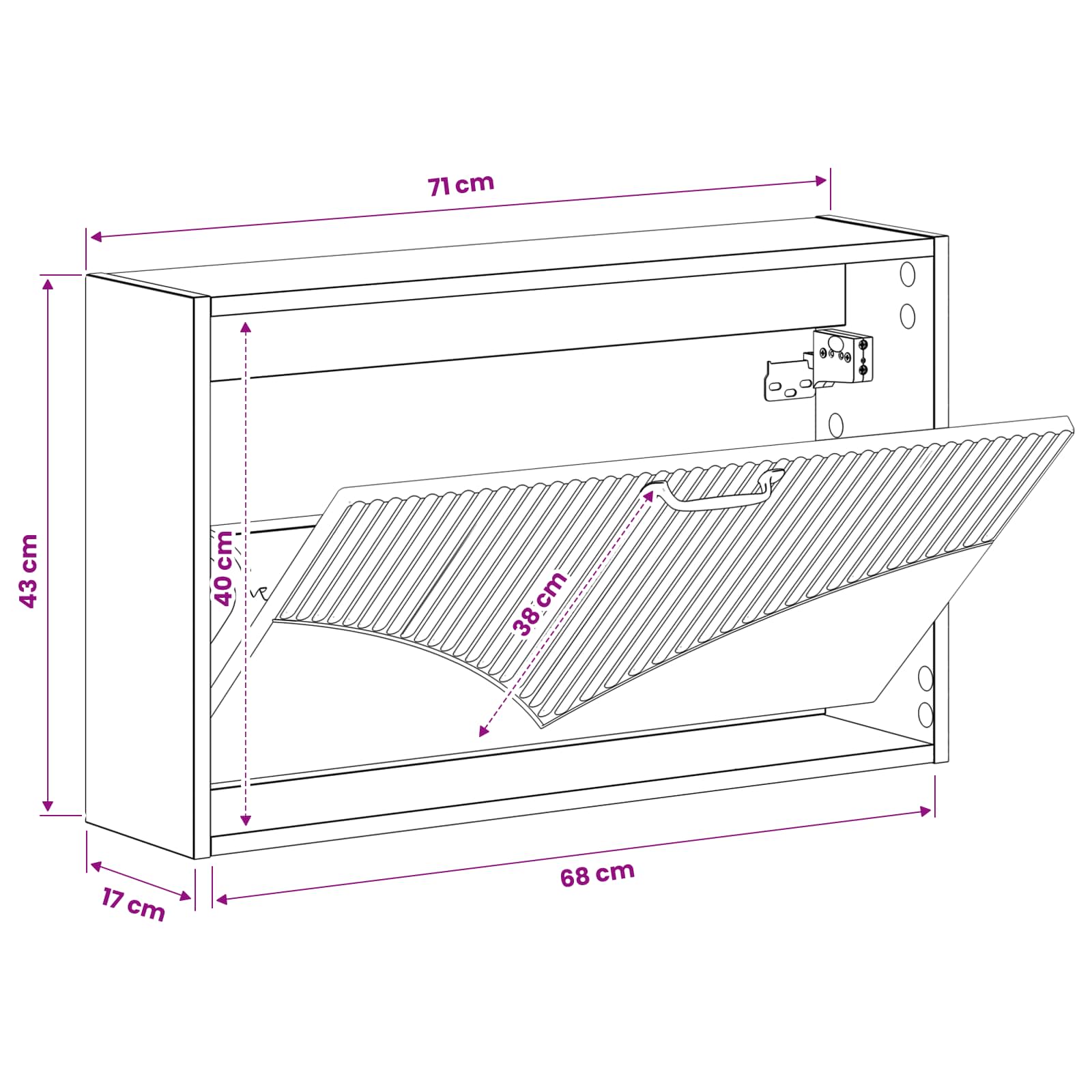 Ormar za cipele na zidu HOORN 71 x 17 x 43 cm Konstruirano drvo