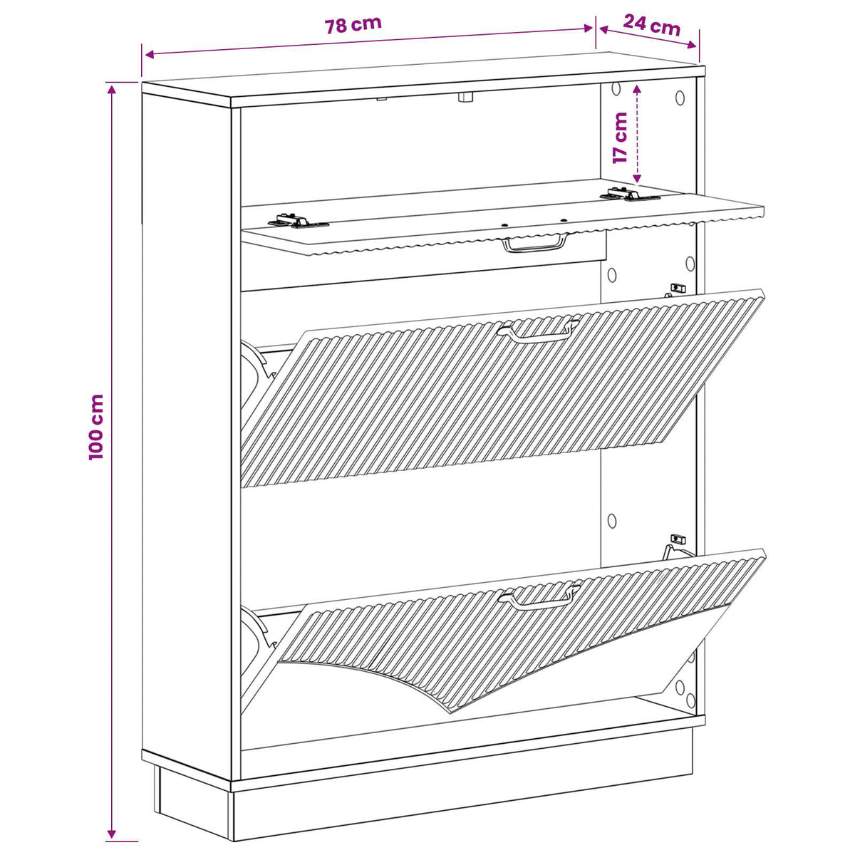 Ormar za cipele HOORN 78 x 24 x 100 cm Konstruirano drvo