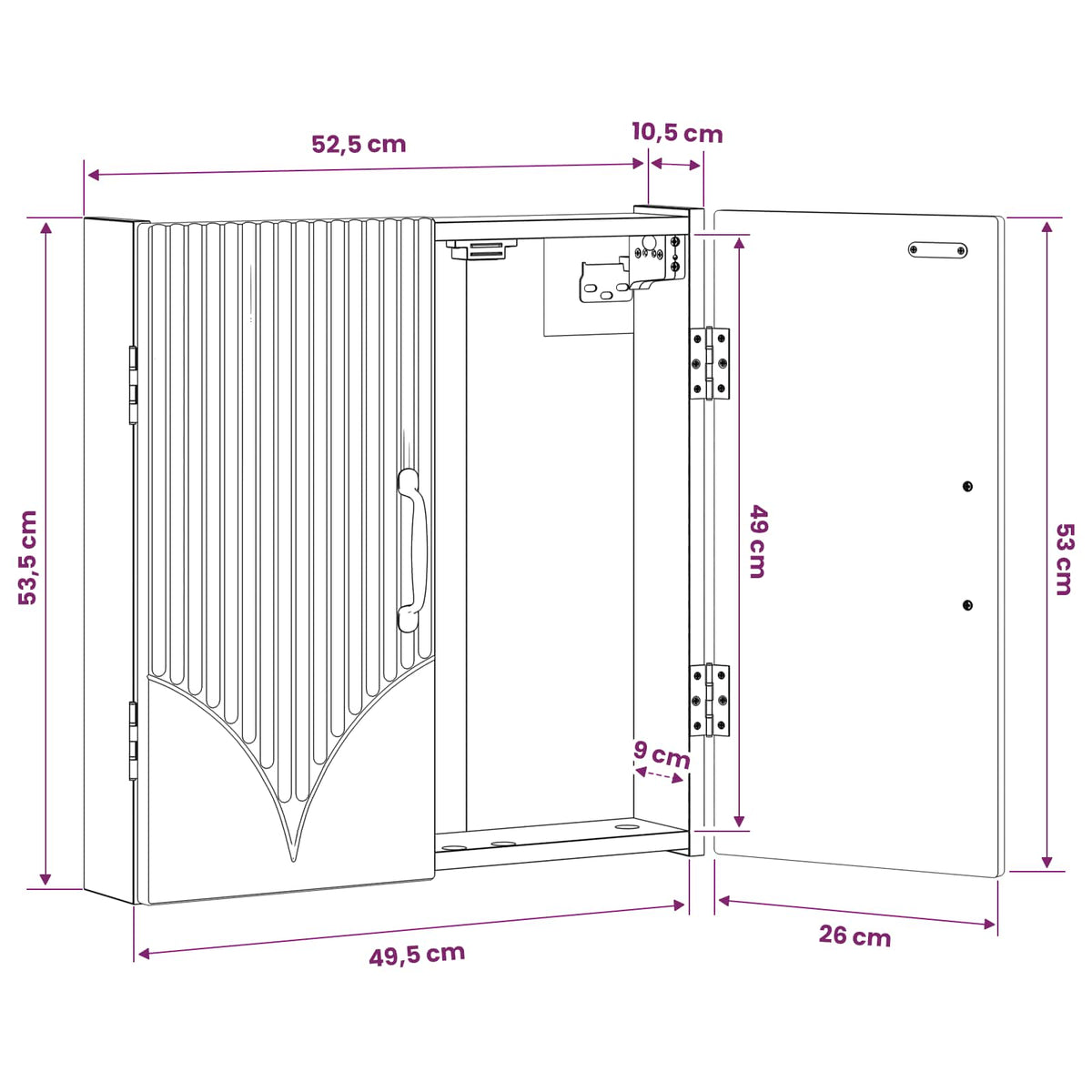 Kabinet za mete HOORN Hrast artisan 52,5 x 10,5 x 53,5 cm