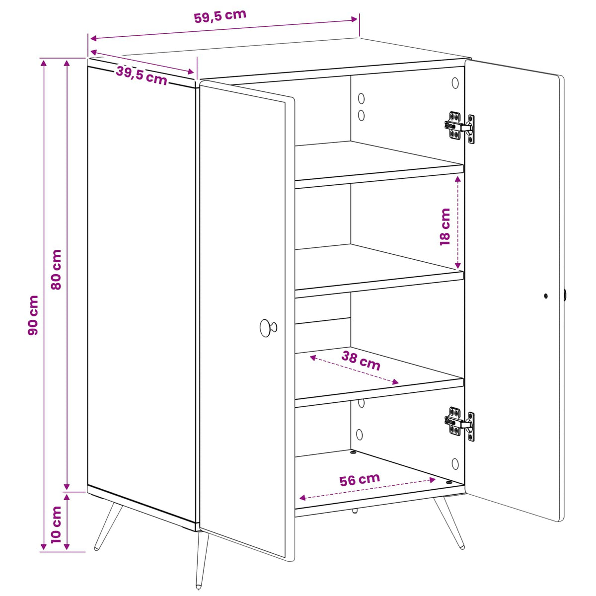 Ormar za cipele BREDA 59,5 x 39,5 x 90 cm Konstruirano drvo