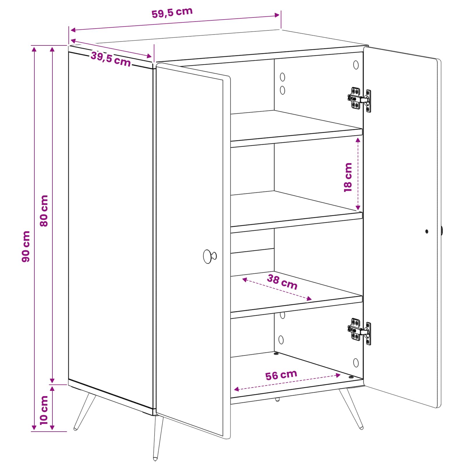 Ormar za cipele BREDA 59,5 x 39,5 x 90 cm Konstruirano drvo