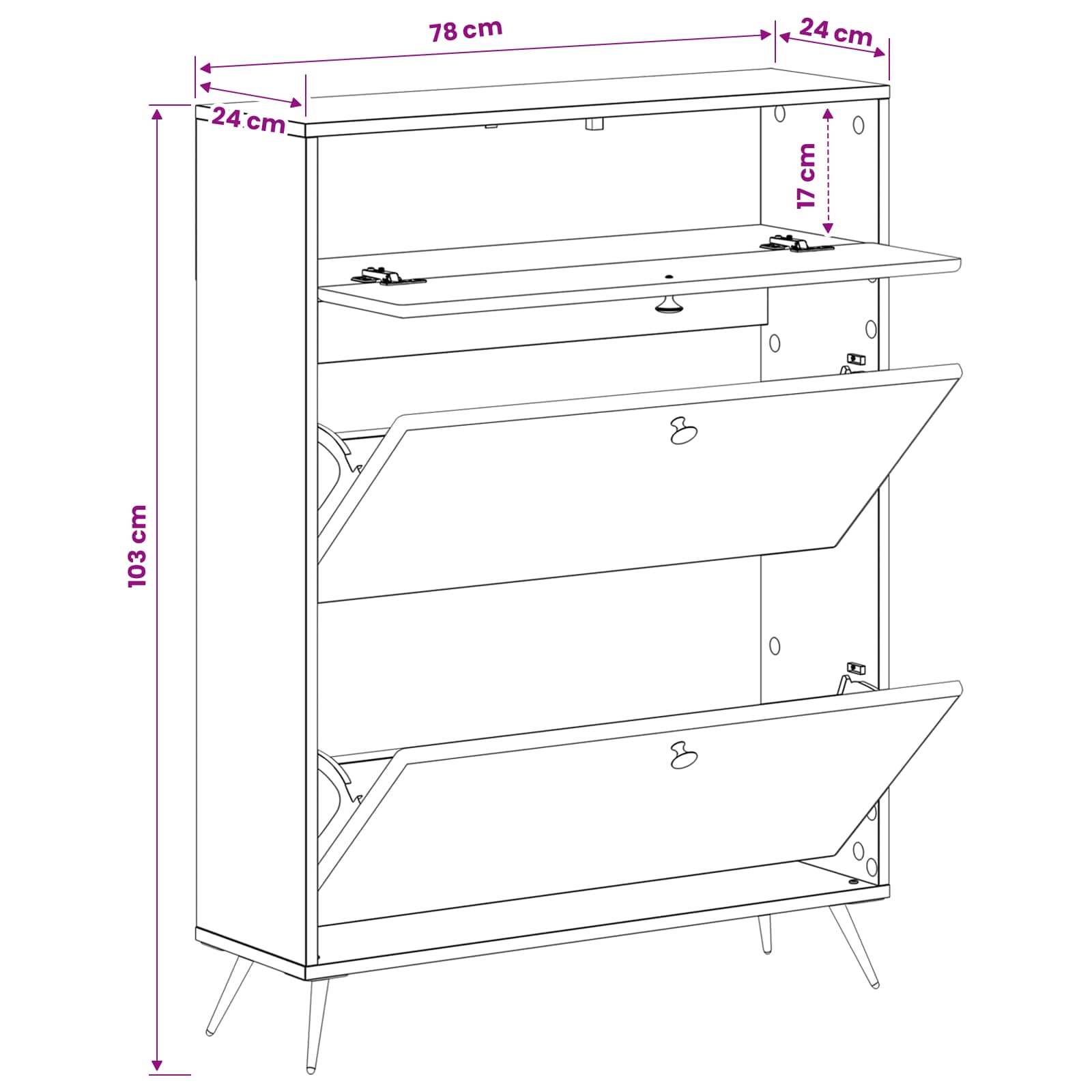 Ormar za cipele BREDA 78 x 24 x 103 cm Konstruirano drvo