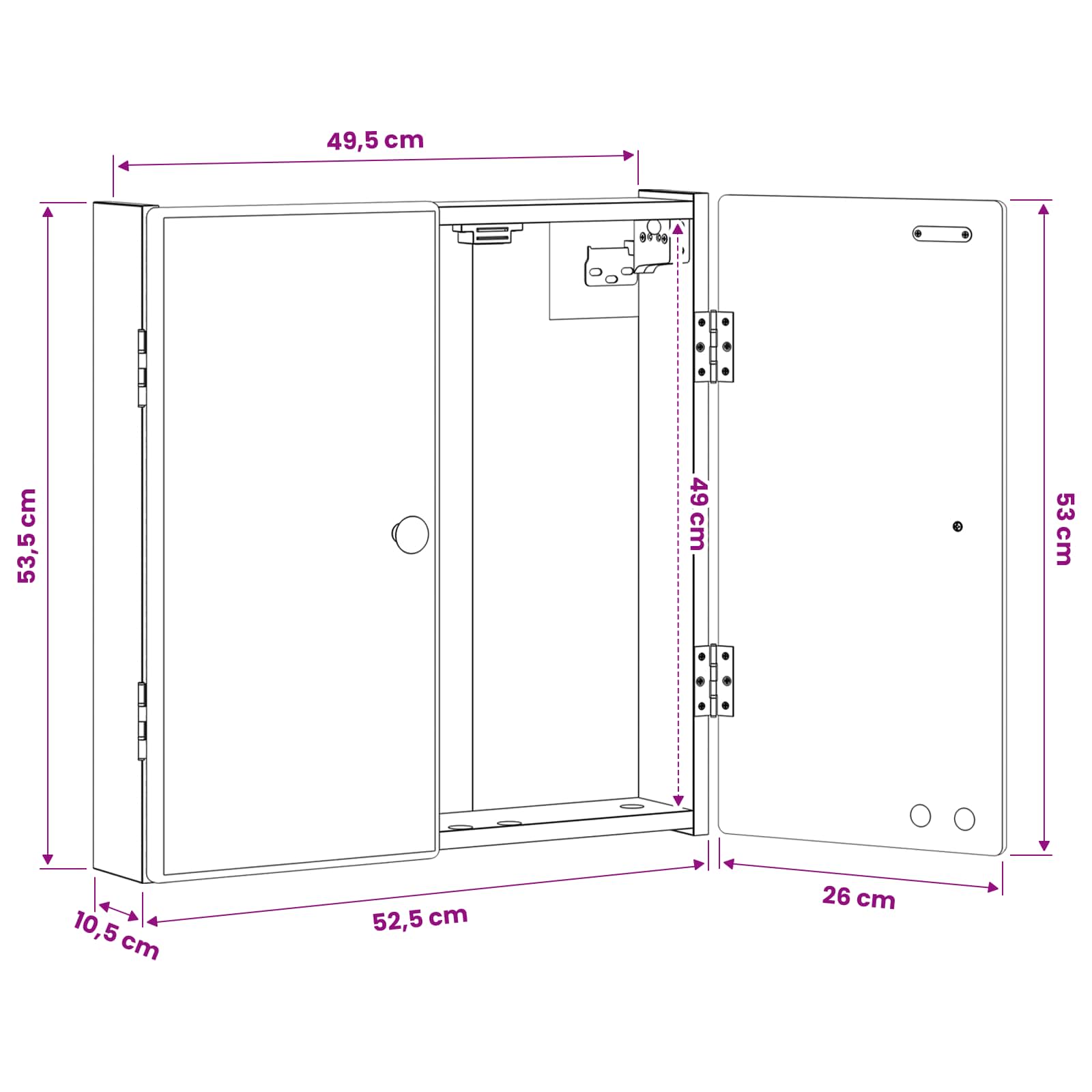 Kabinet za mete BREDA Dimljeni hrast 52,5 x 10,5 x 53,5 cm