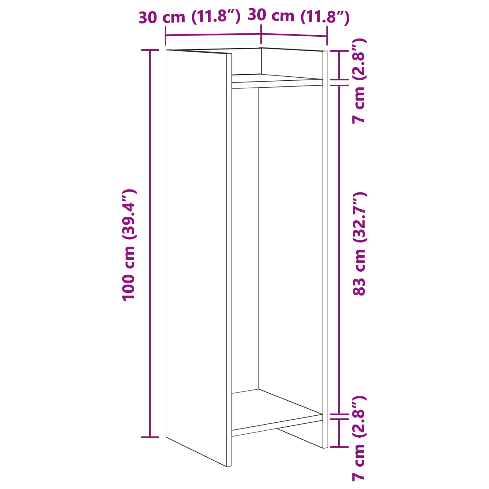 Stalak za biljke s policom Sonoma hrast 30 x 30 x 100 cm