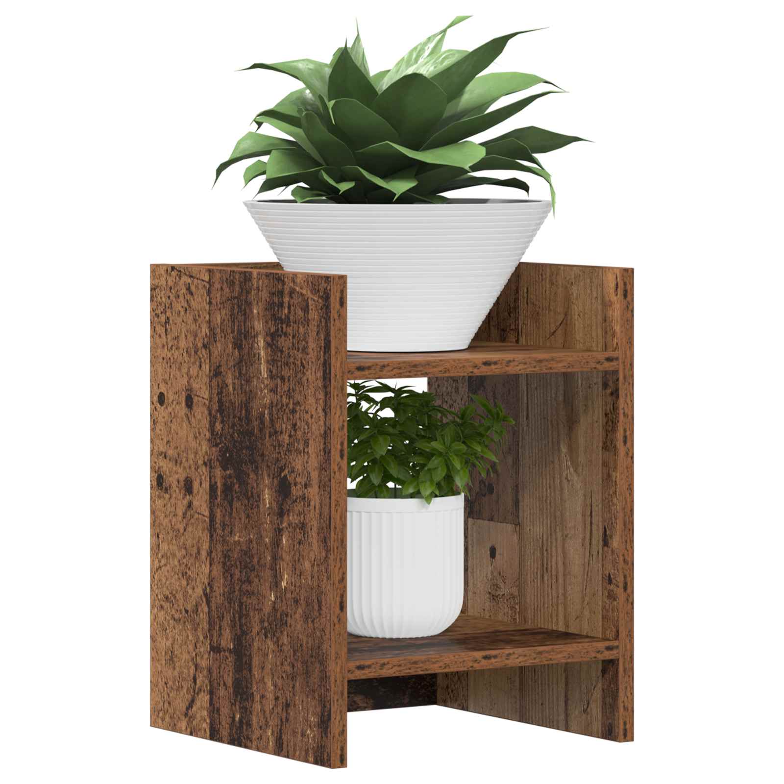 Stalak za biljke s policom 2 pcs Staro drvo 30 x 30 x 40 cm