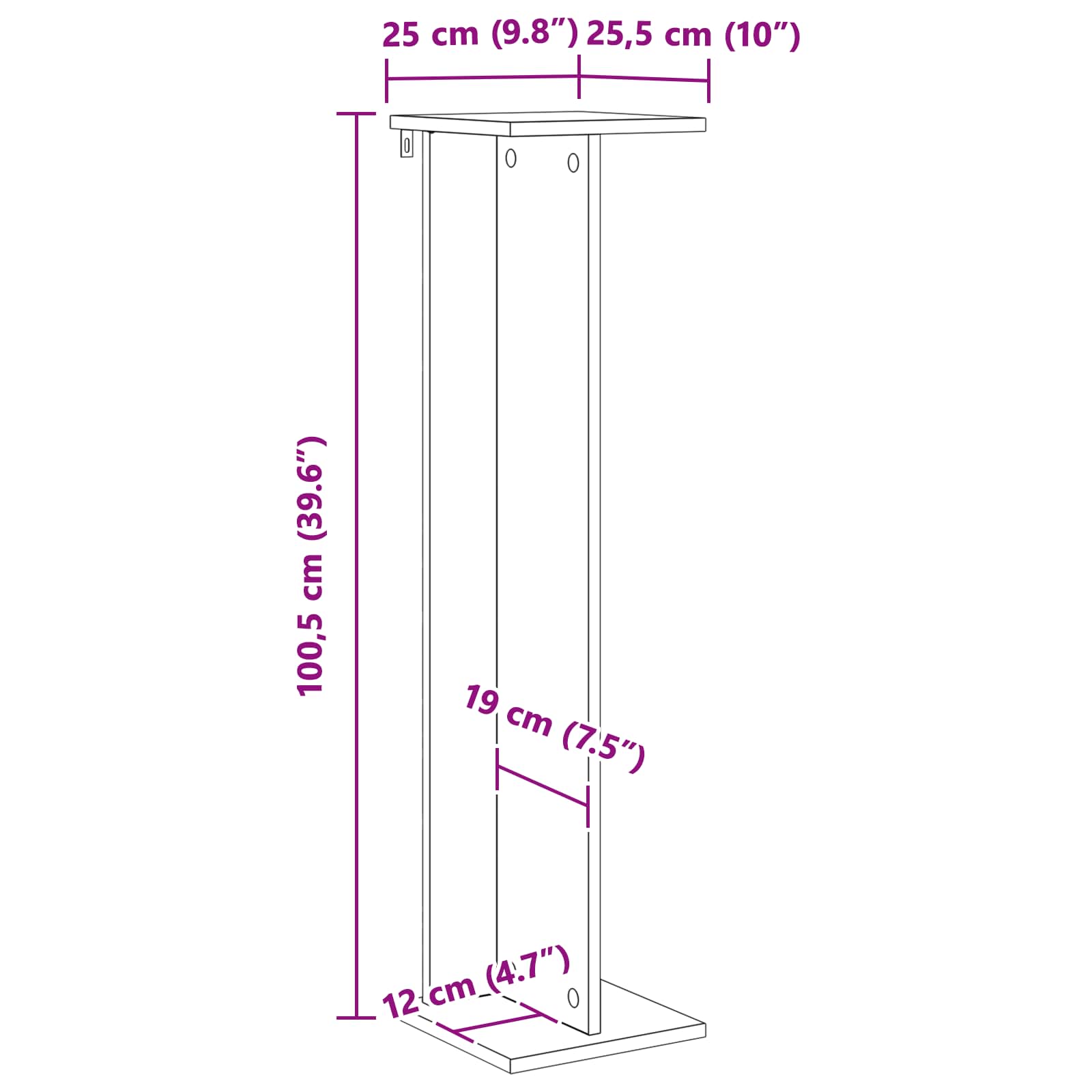 Stalak za biljke 2 pcs Sivi Sonoma 25 x 25,5 x 100,5 cm