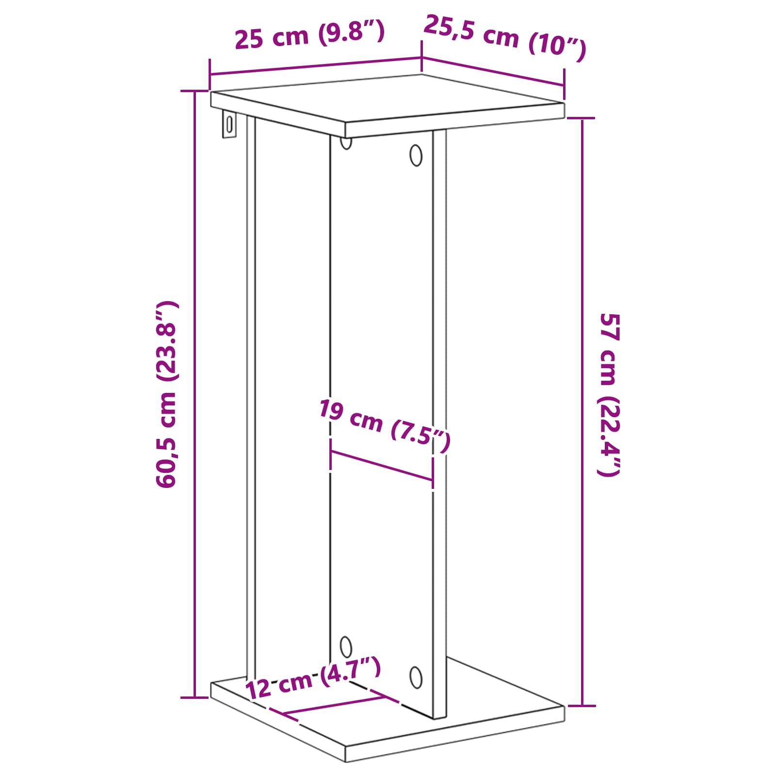 Stalak za biljke Sivi Sonoma 25 x 25,5 x 60,5 cm