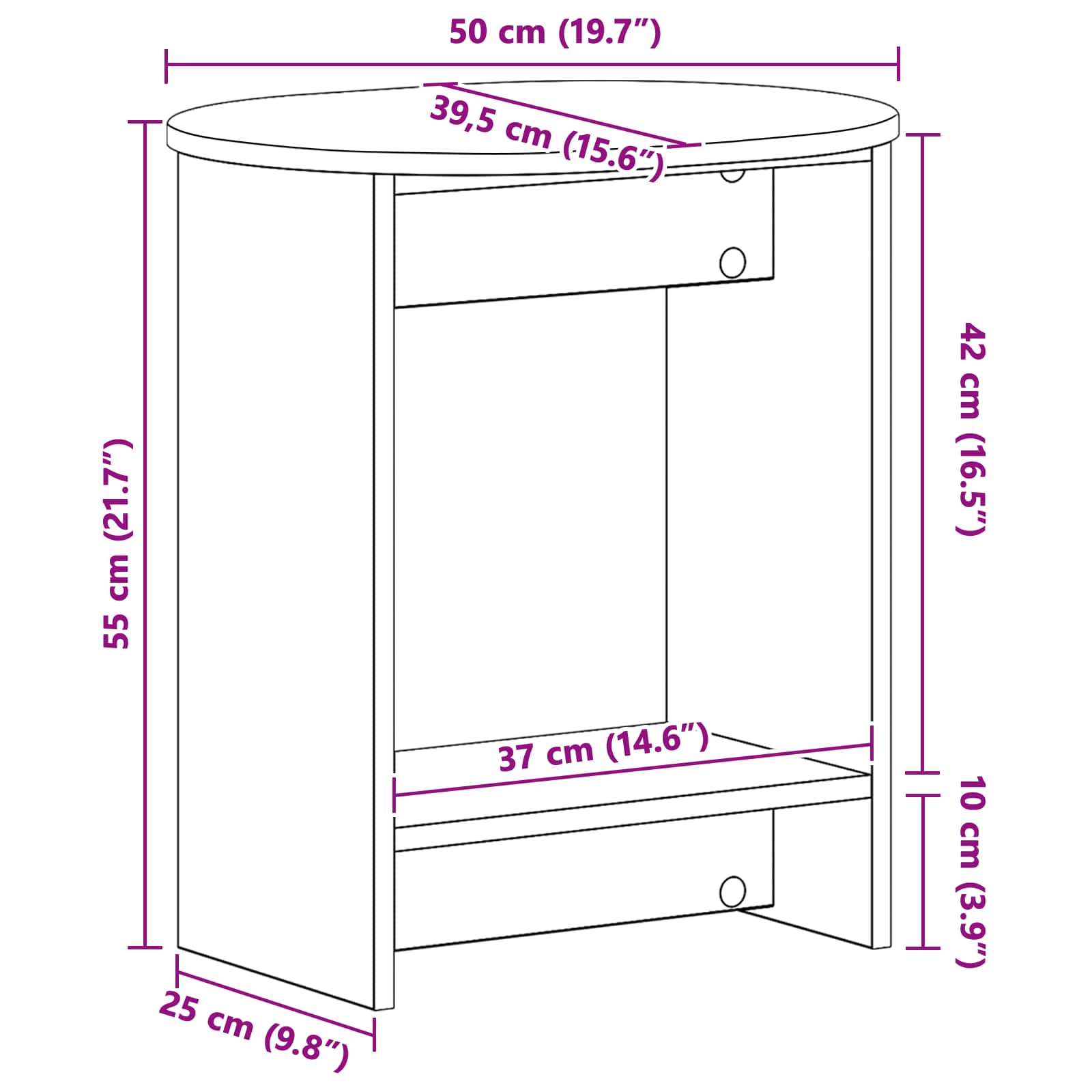 Bocni stol Hrast sonoma 50 x 39,5 x 55 cm Konstruirano drvo