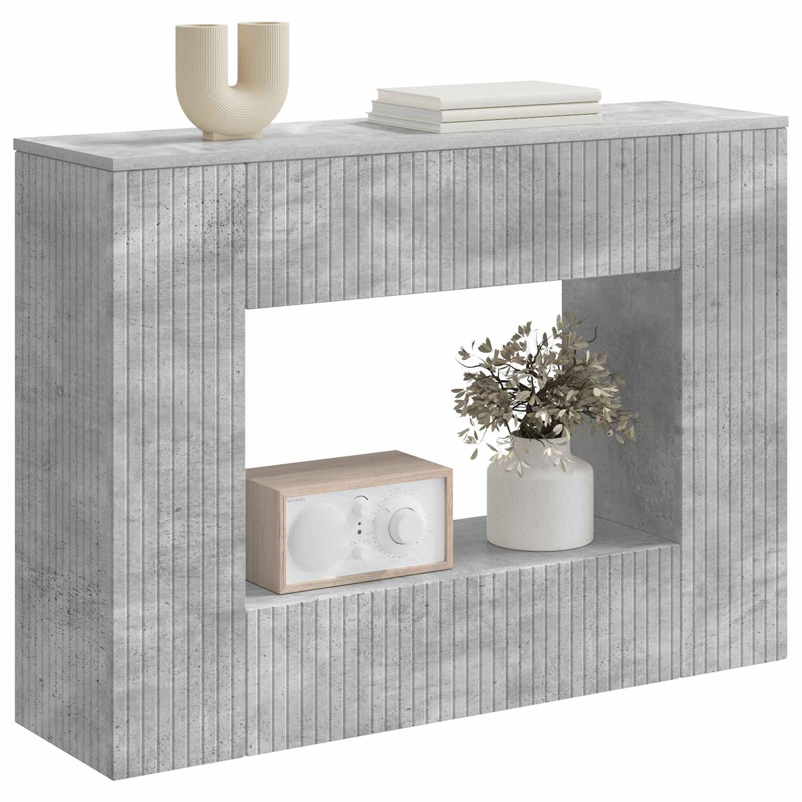 Konzolna stolica Prugasti Betonsko Siva 101 x 29 x 74 cm
