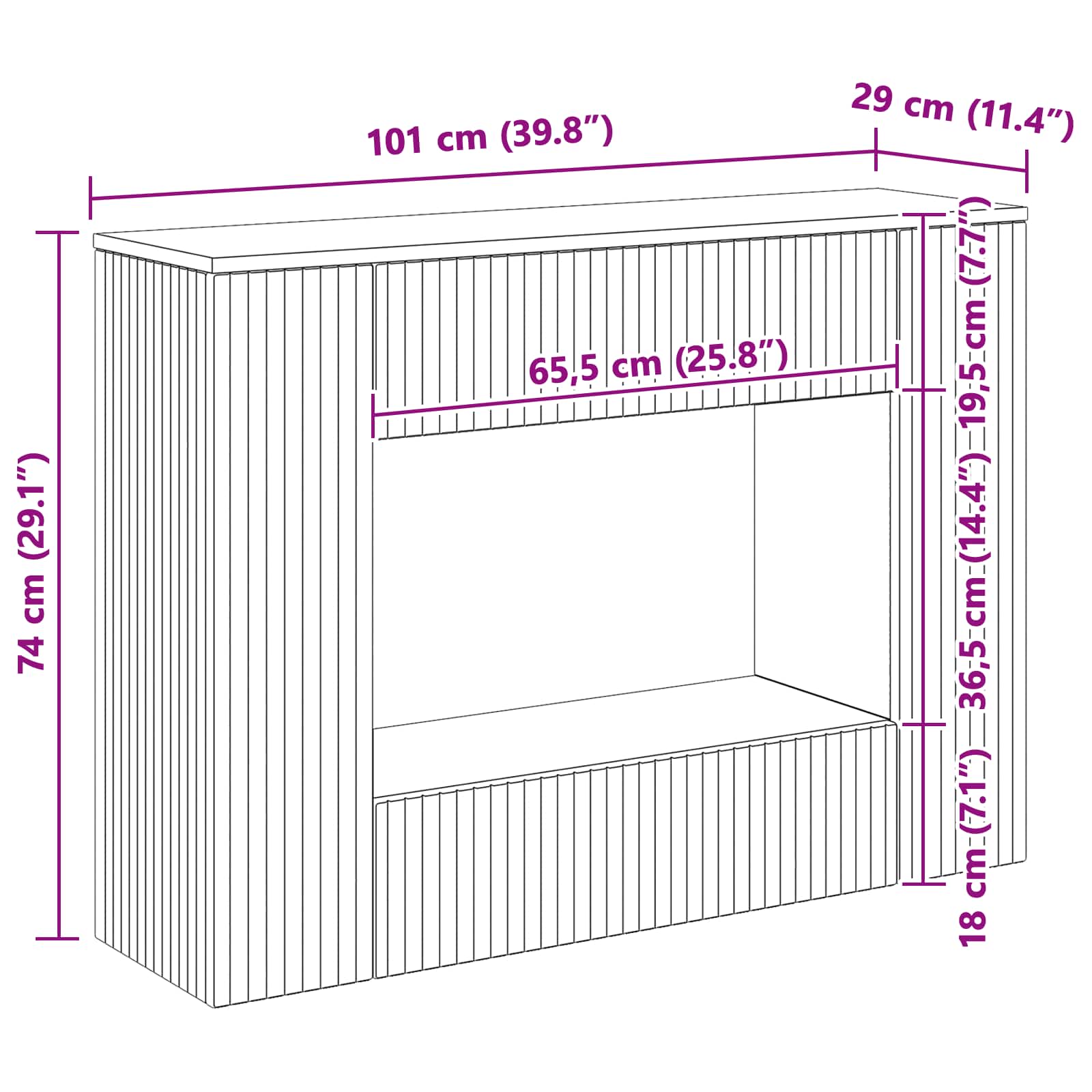 Konzolna stolica Prugasti Sivi Sonoma 101 x 29 x 74 cm