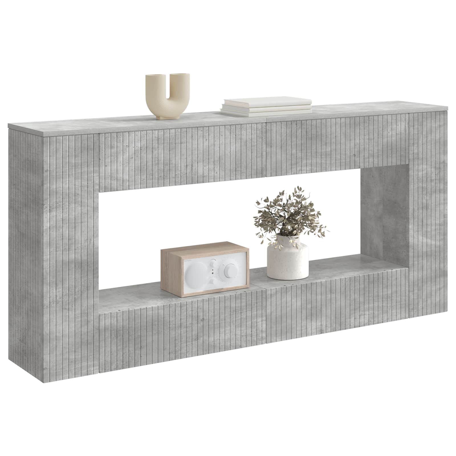 Konzolna stolica Prugasti Betonsko Siva 155 x 29 x 74 cm
