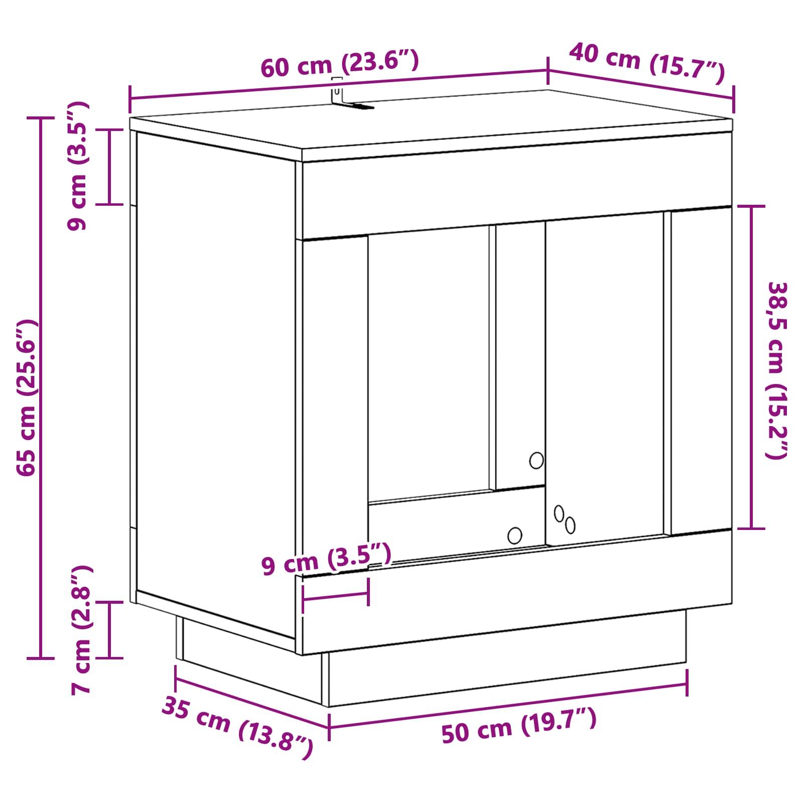 Bocni stol Crni hrast 60 x 40 x 65 cm Konstruirano drvo