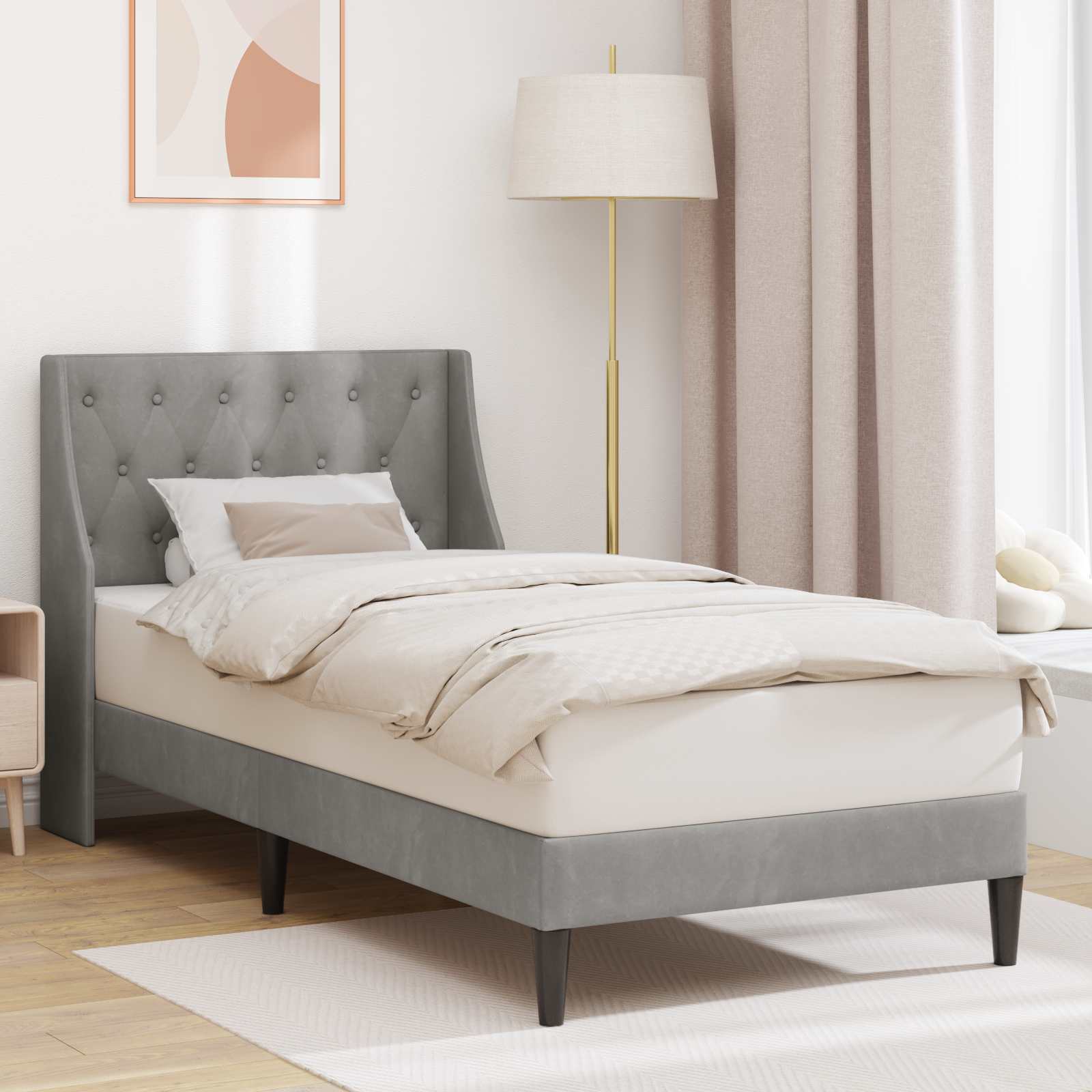 Krevetna konstrukcija Svijetlo siva 80 x 200 cm Baršun