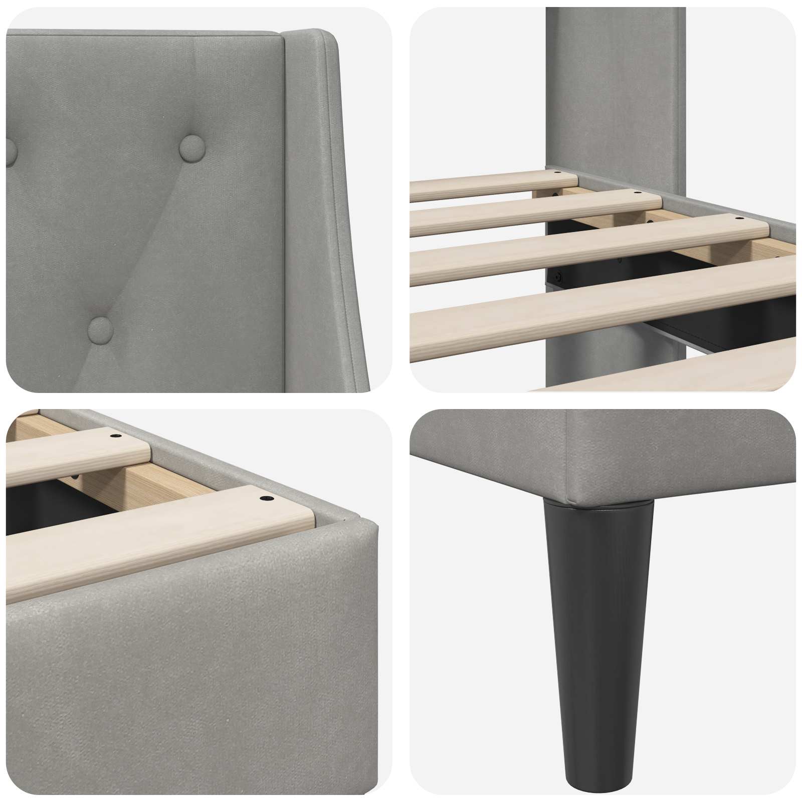 Krevetna konstrukcija Svijetlo siva 90 x 190 cm Baršun