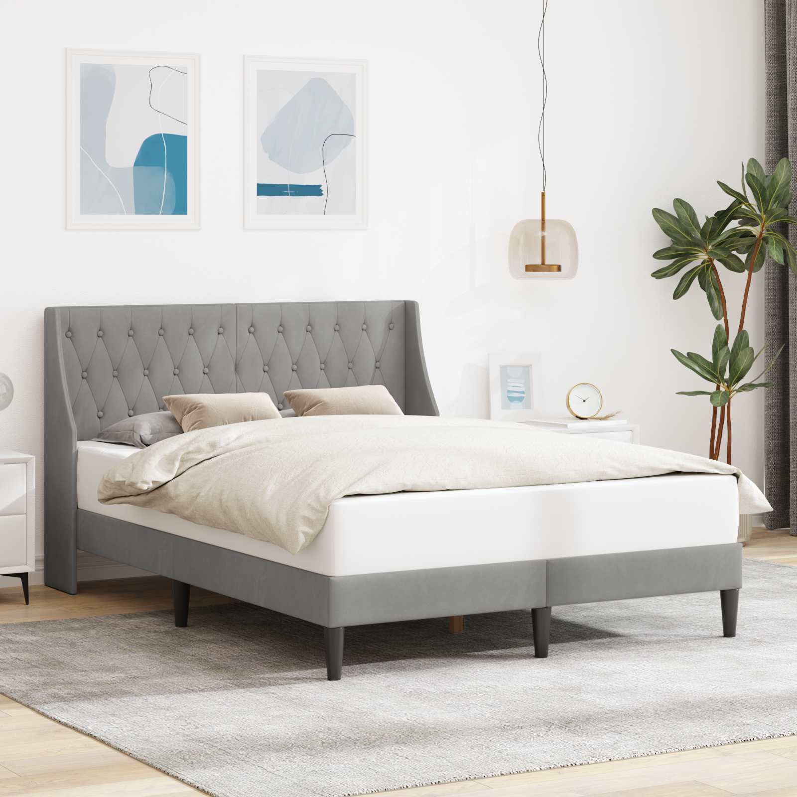 Krevetna konstrukcija Svijetlo siva 160 x 200 cm Baršun