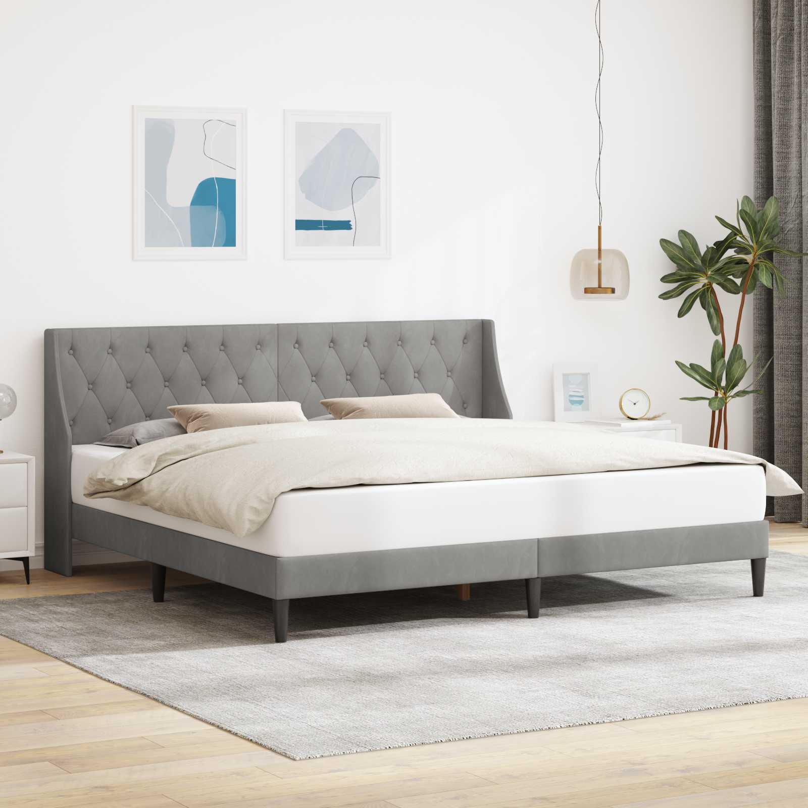 Krevetna konstrukcija Svijetlo siva 180 x 200 cm Baršun