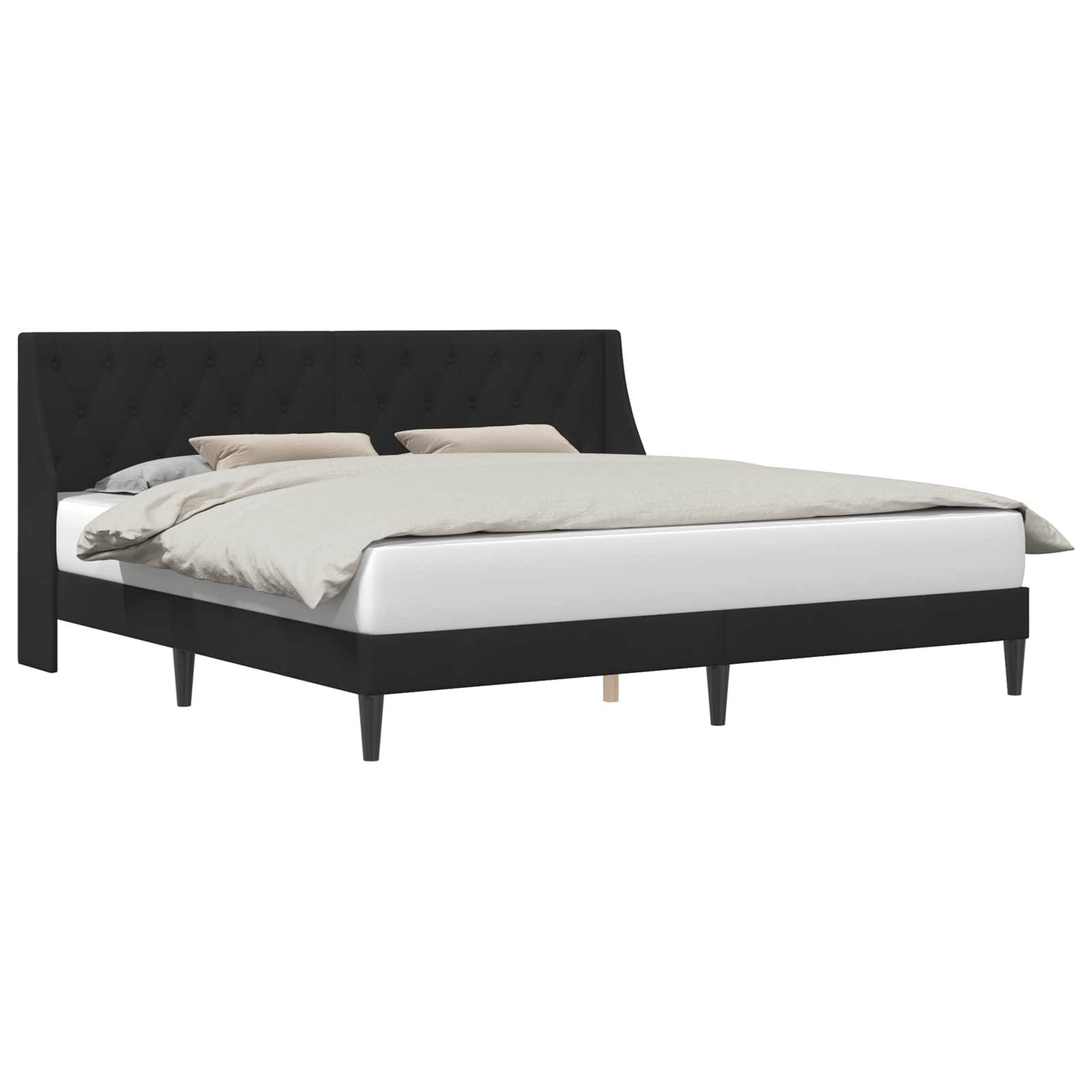 Krevetna konstrukcija s uzglavljem Crna 180 x 200 cm Baršun
