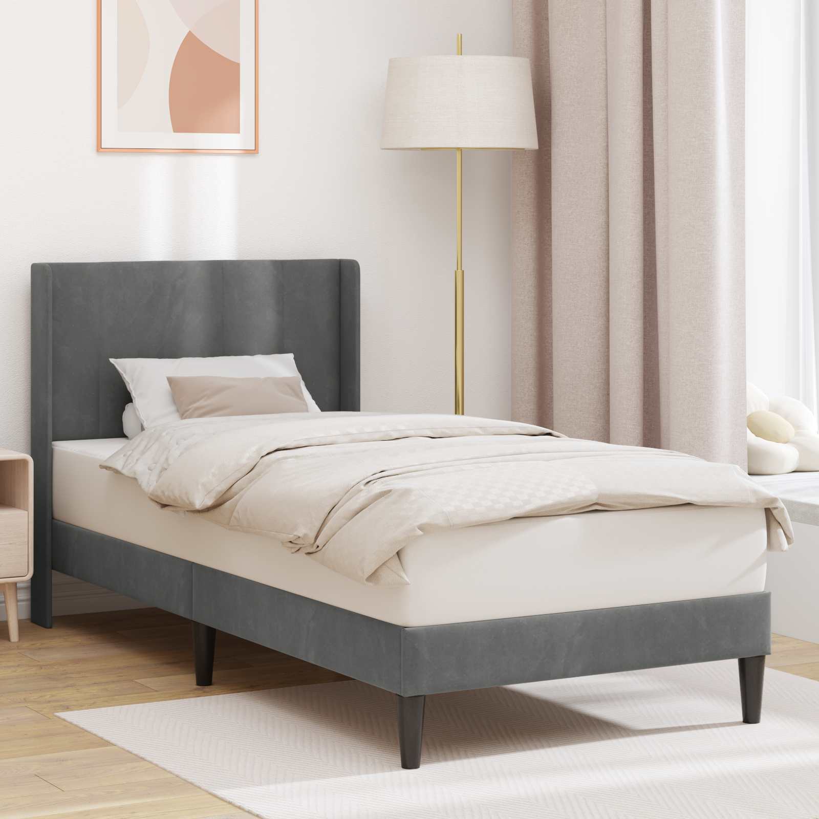 Krevetna konstrukcija s uzglavljem Tamnosiva 80 x 200 cm Baršun