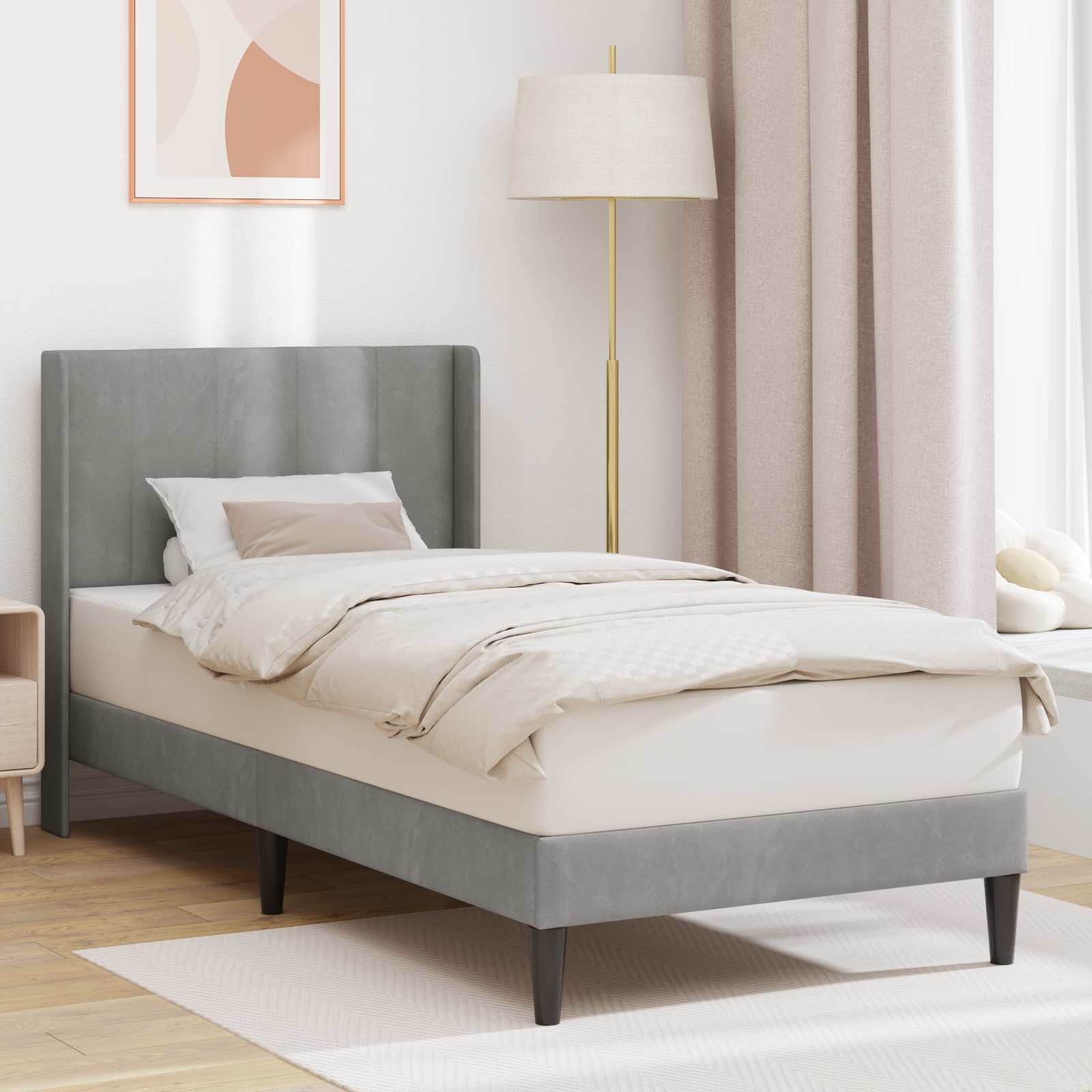 Krevetna konstrukcija Svjetlosiva 90 x 190 cm Baršun