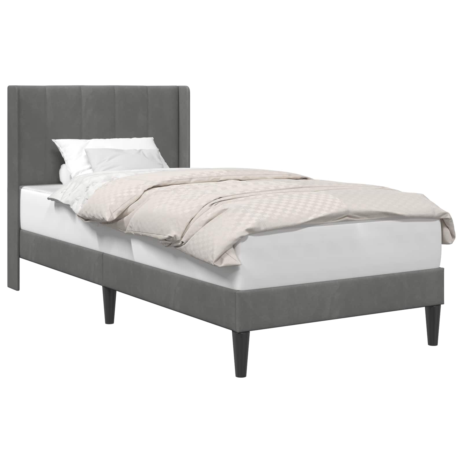 Krevetna konstrukcija s uzglavljem Tamnosiva 90 x 190 cm Baršun