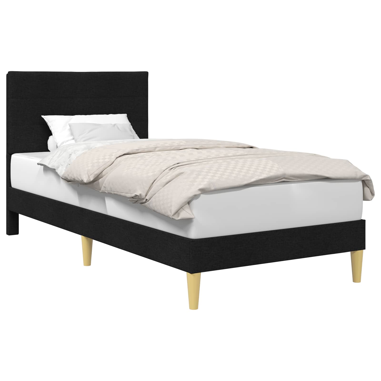 Krevetna konstrukcija s uzglavljem Crna 90 x 200 cm Tkanina