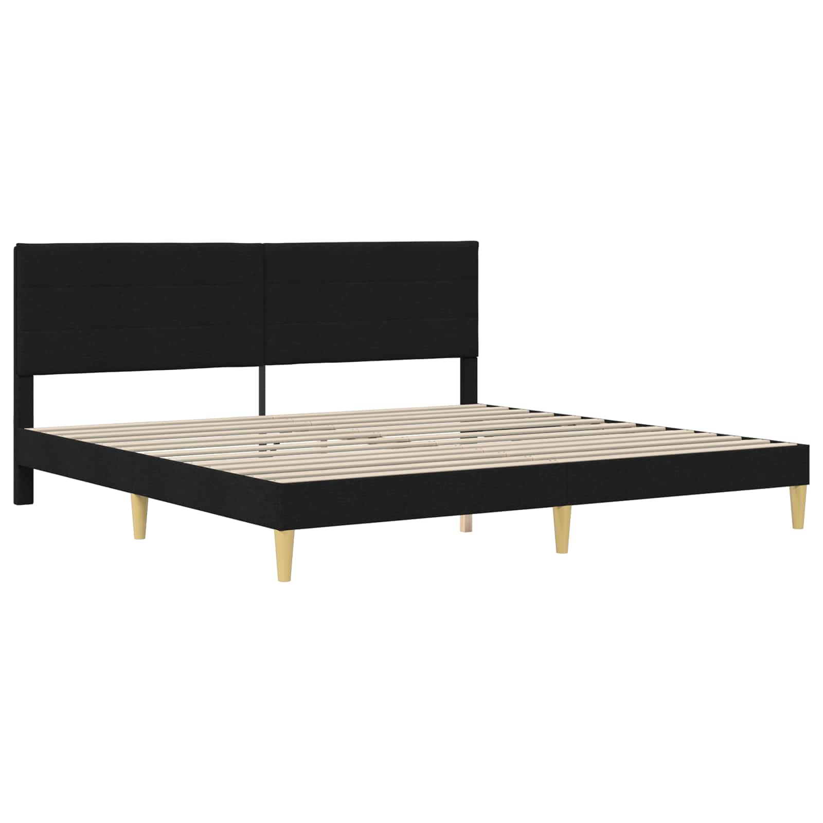 Krevetna konstrukcija s uzglavljem Crna 200 x 200 cm Tkanina