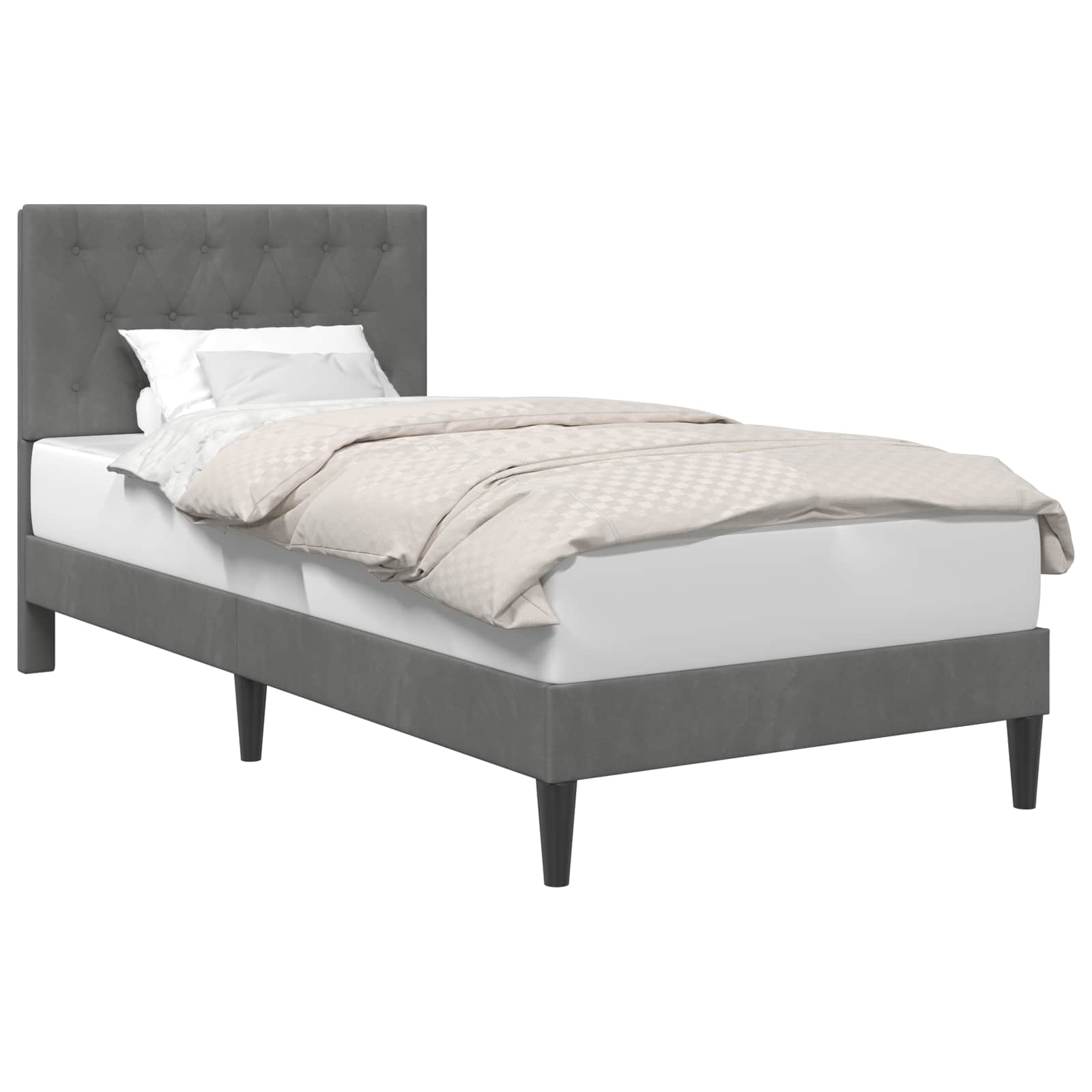 Krevetna konstrukcija s uzglavljem Tamnosiva 90 x 190 cm Baršun