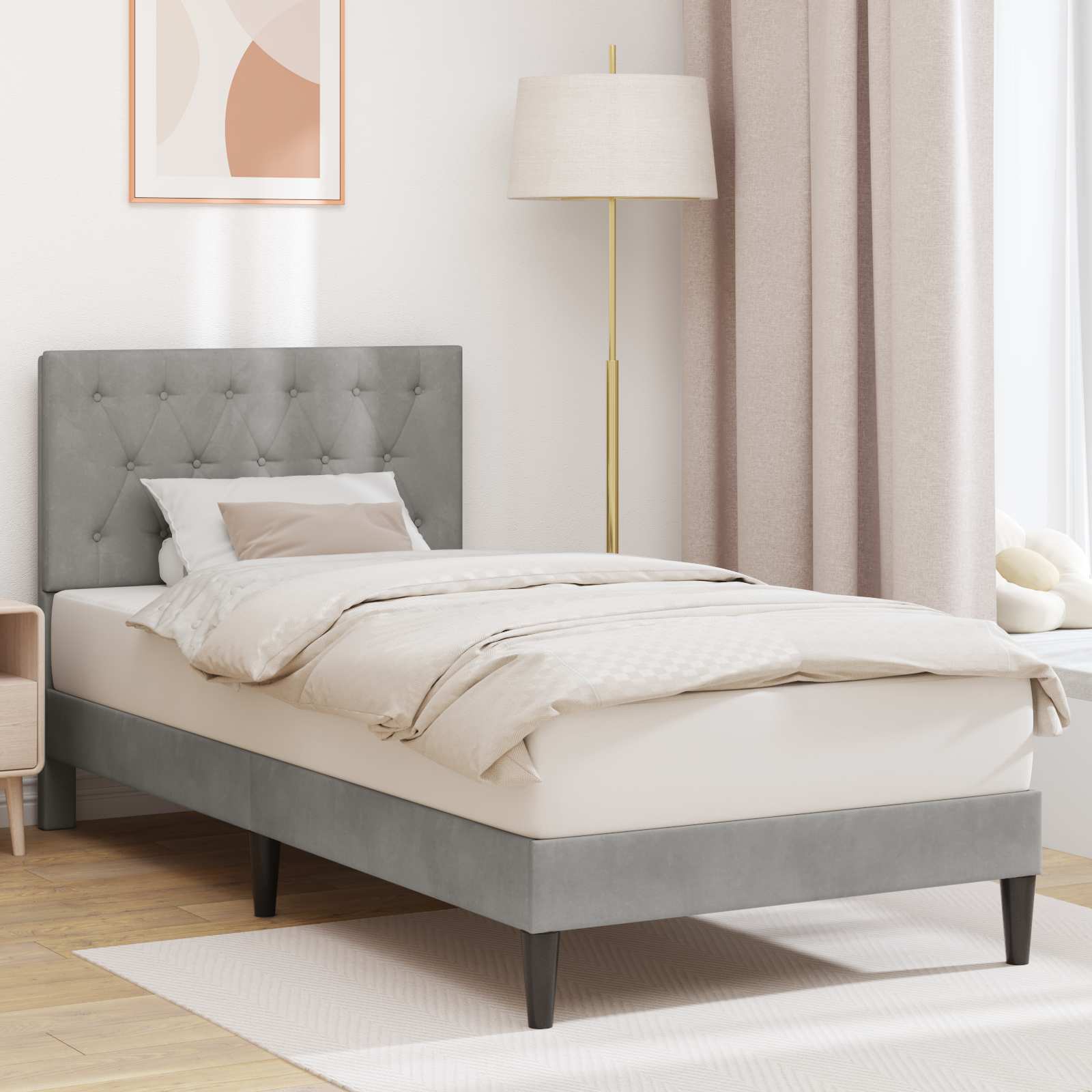 Krevetna konstrukcija Svjetlosiva 100 x 200 cm Baršun