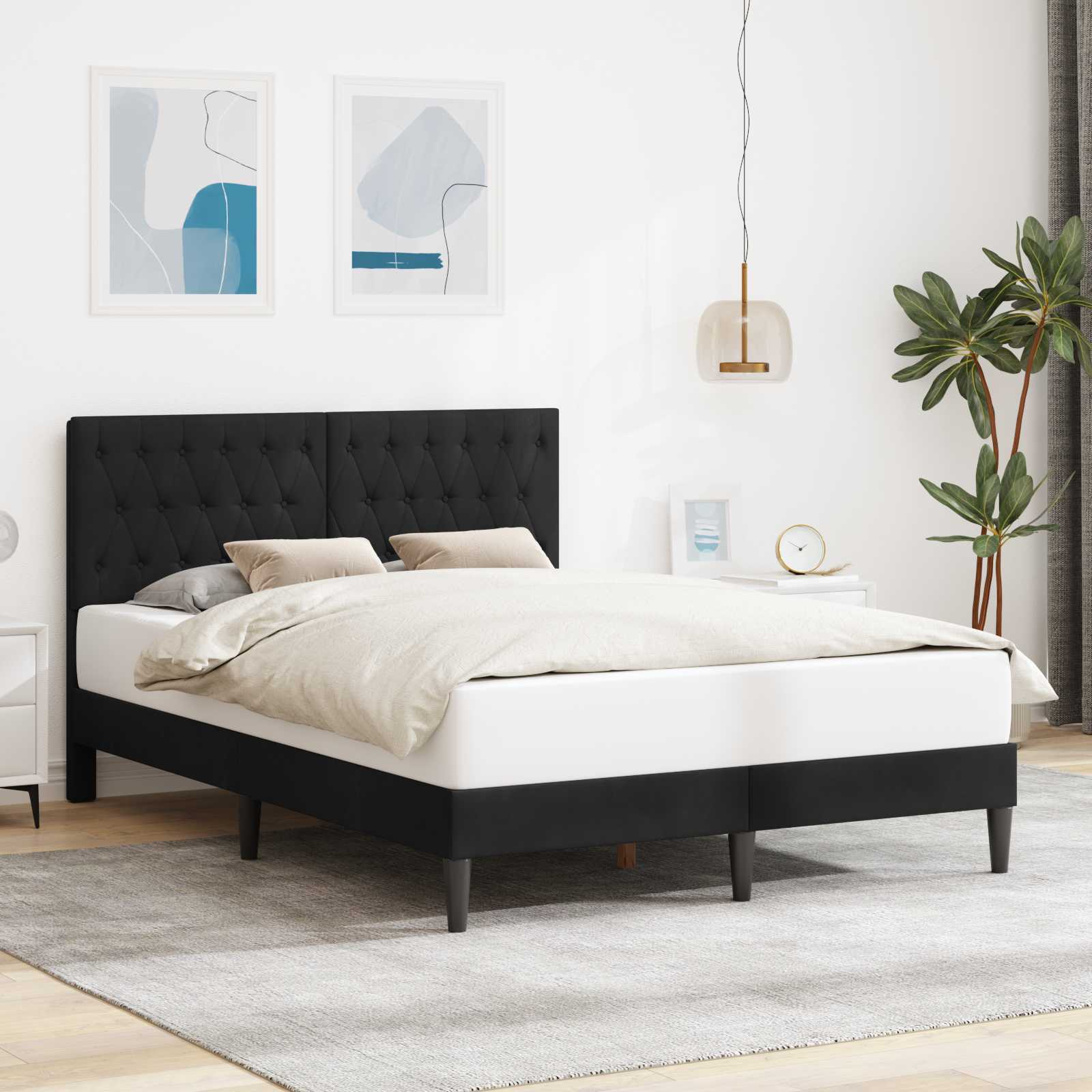 Krevetna konstrukcija s uzglavljem Crna 120 x 200 cm Baršun