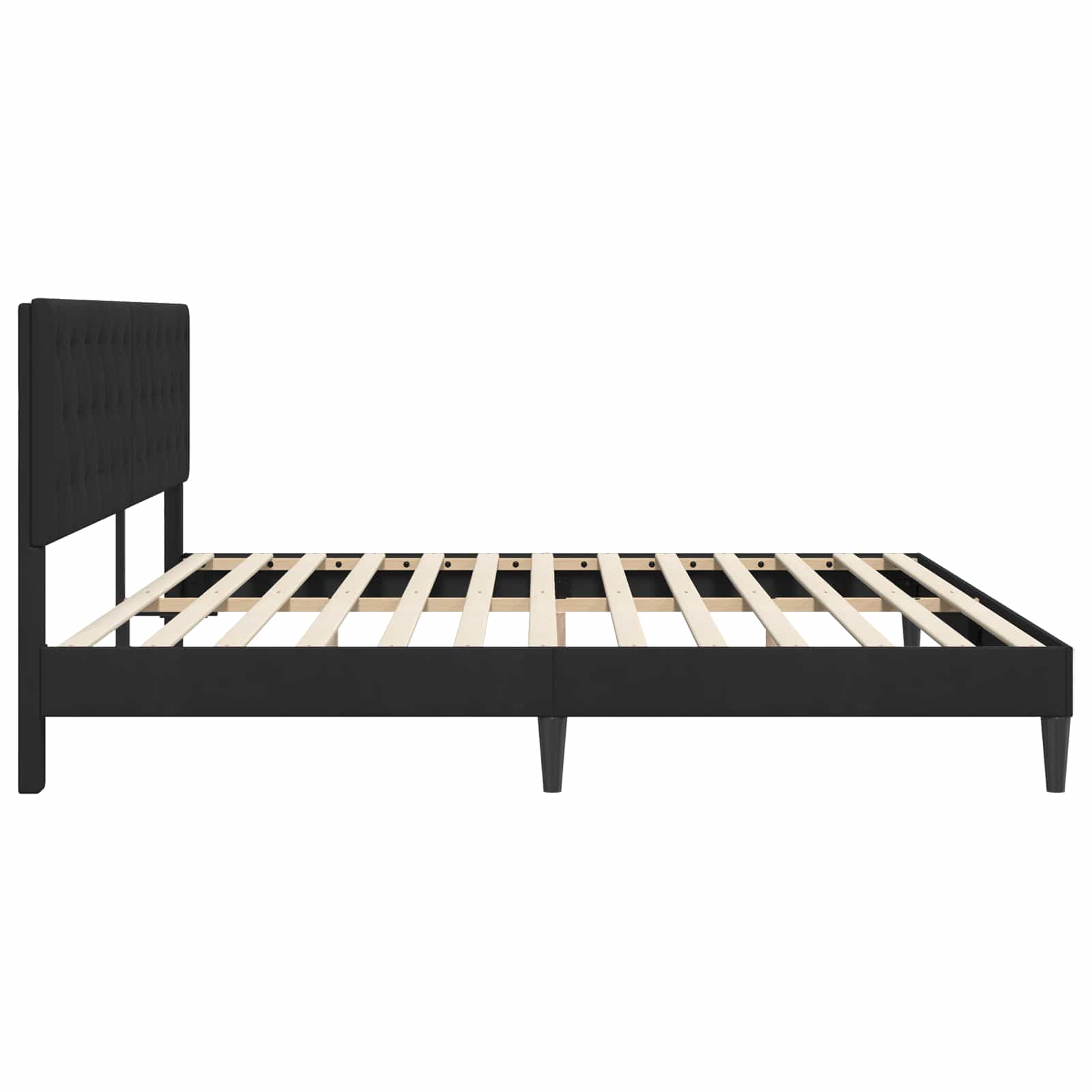 Krevetna konstrukcija s uzglavljem Crna 200 x 200 cm Baršun