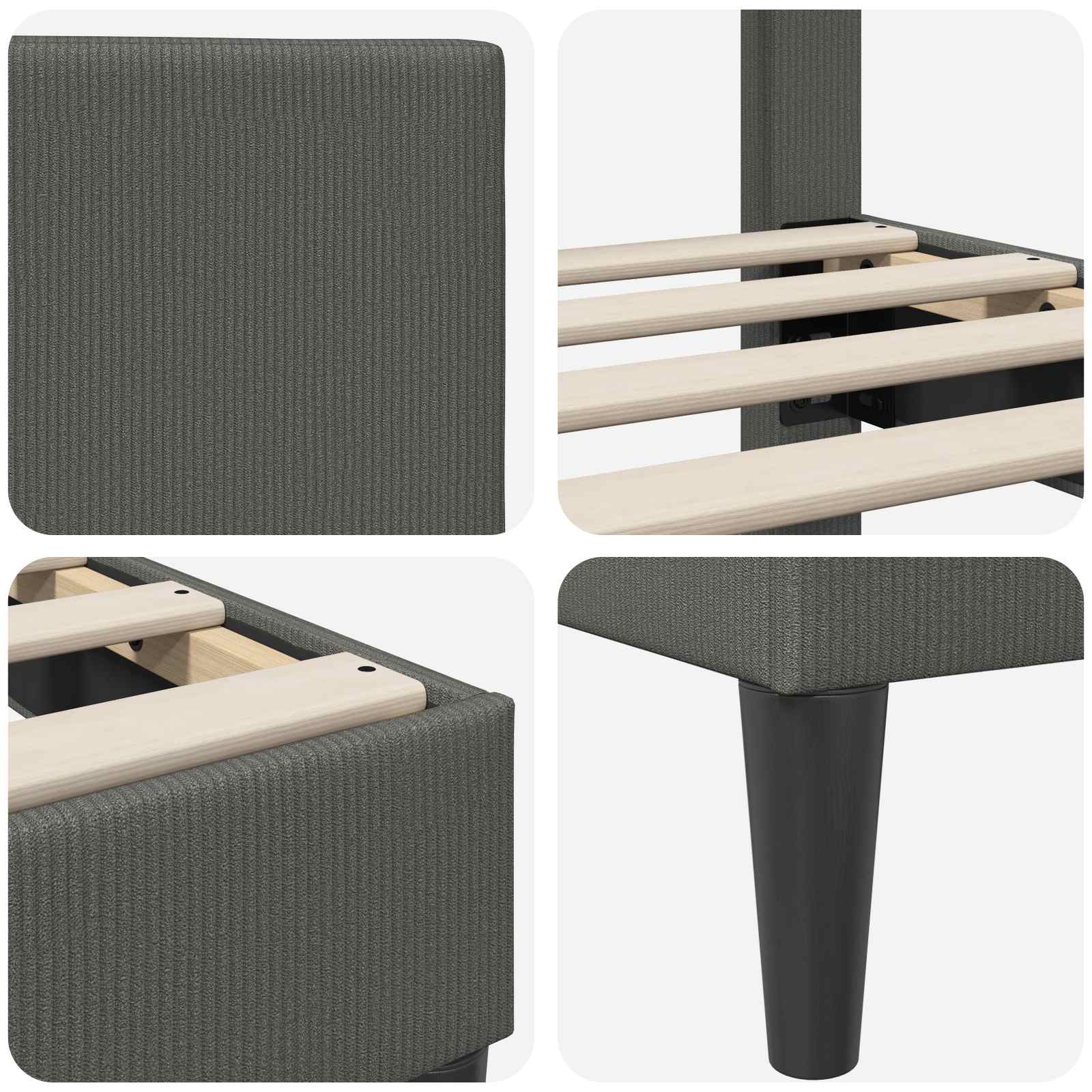 Krevetna konstrukcija Tamnosiva 200 x 200 cm Kordura tekstil