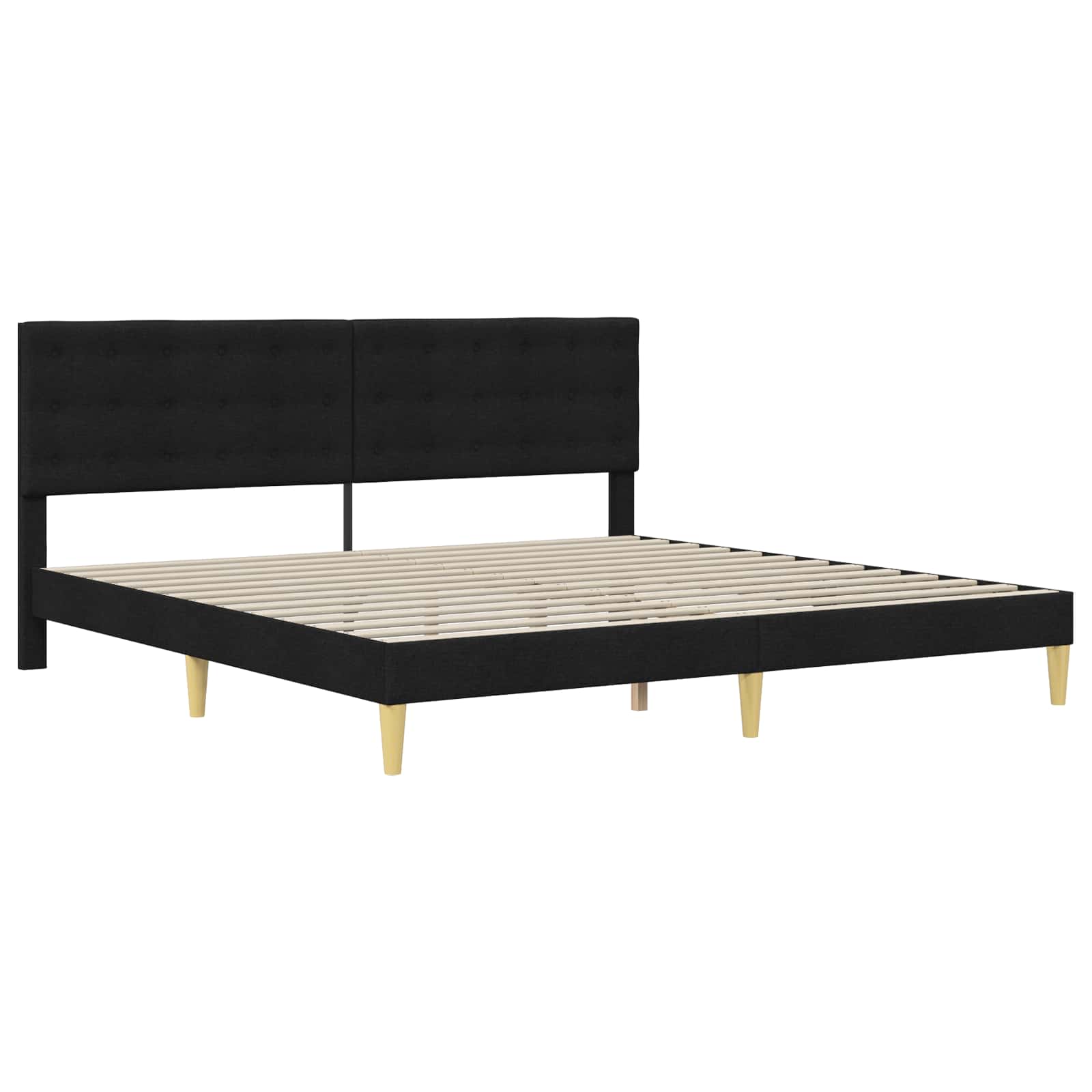 Krevetna konstrukcija s uzglavljem Crna 200 x 200 cm Tkanina