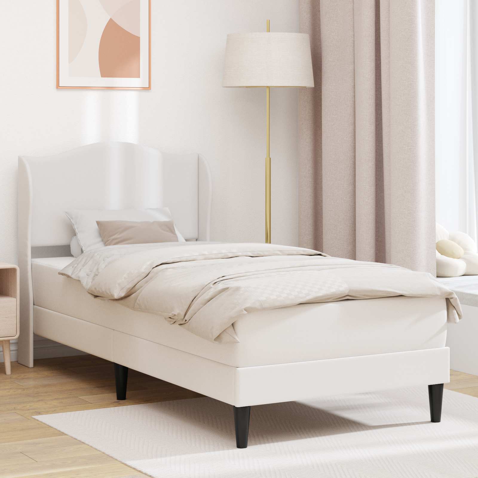 Krevetna konstrukcija Bijela 100 x 200 cm Umjetna koža