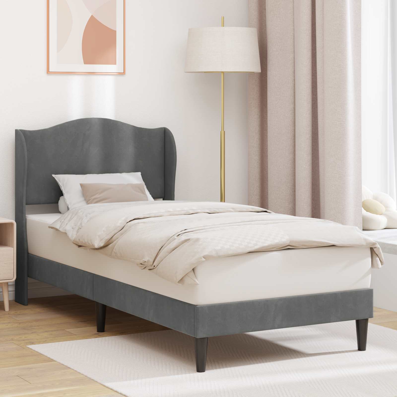Krevetna konstrukcija s uzglavljem Tamnosiva 80 x 200 cm Baršun