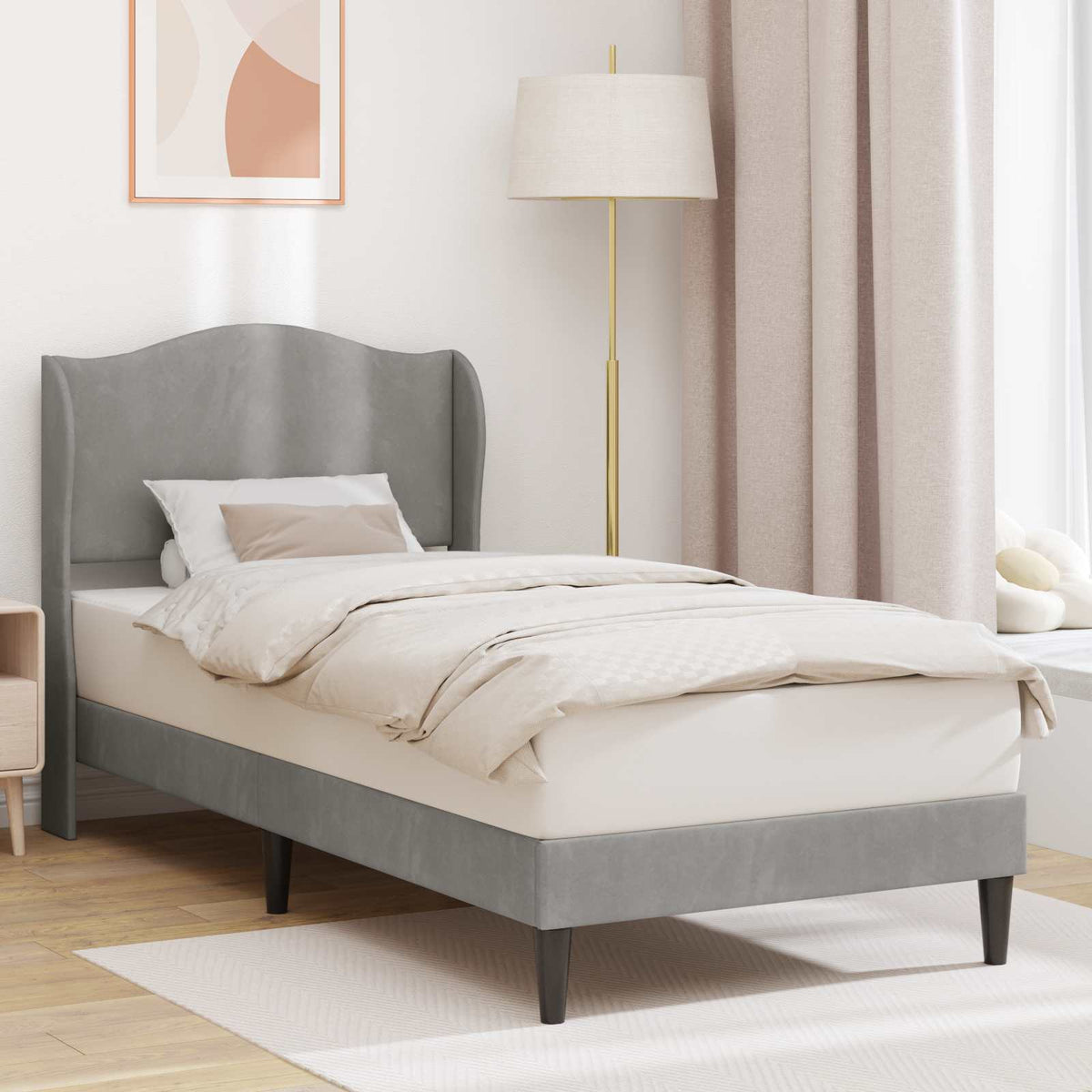 Krevetna konstrukcija Svjetlosiva 100 x 200 cm Baršun
