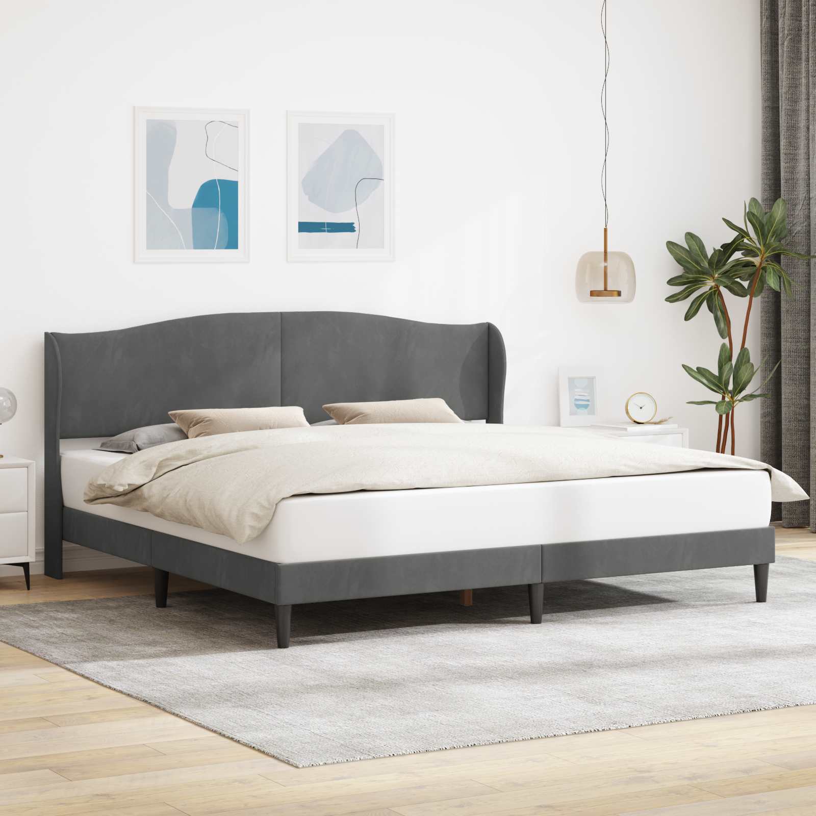 Krevetna konstrukcija Tamnosiva 200 x 200 cm Baršun
