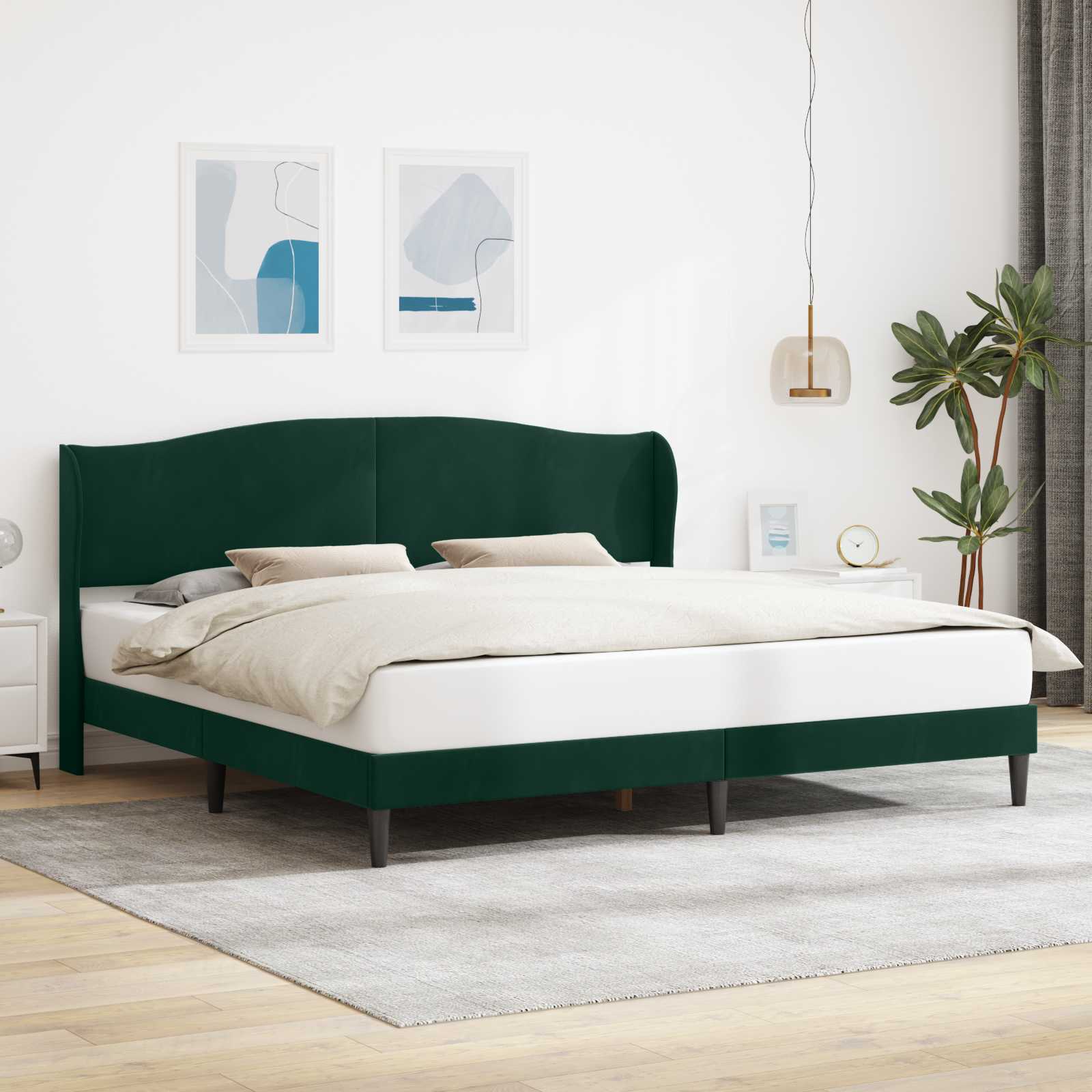 Krevetna konstrukcija Tamnozelena 200 x 200 cm Baršun