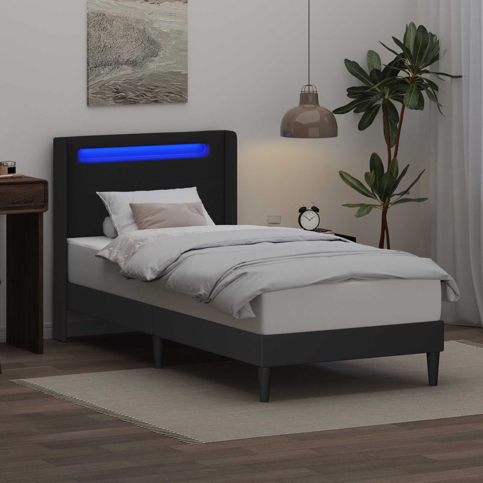 Krevetna konstrukcija Crna 90 x 200 cm Umjetna koža