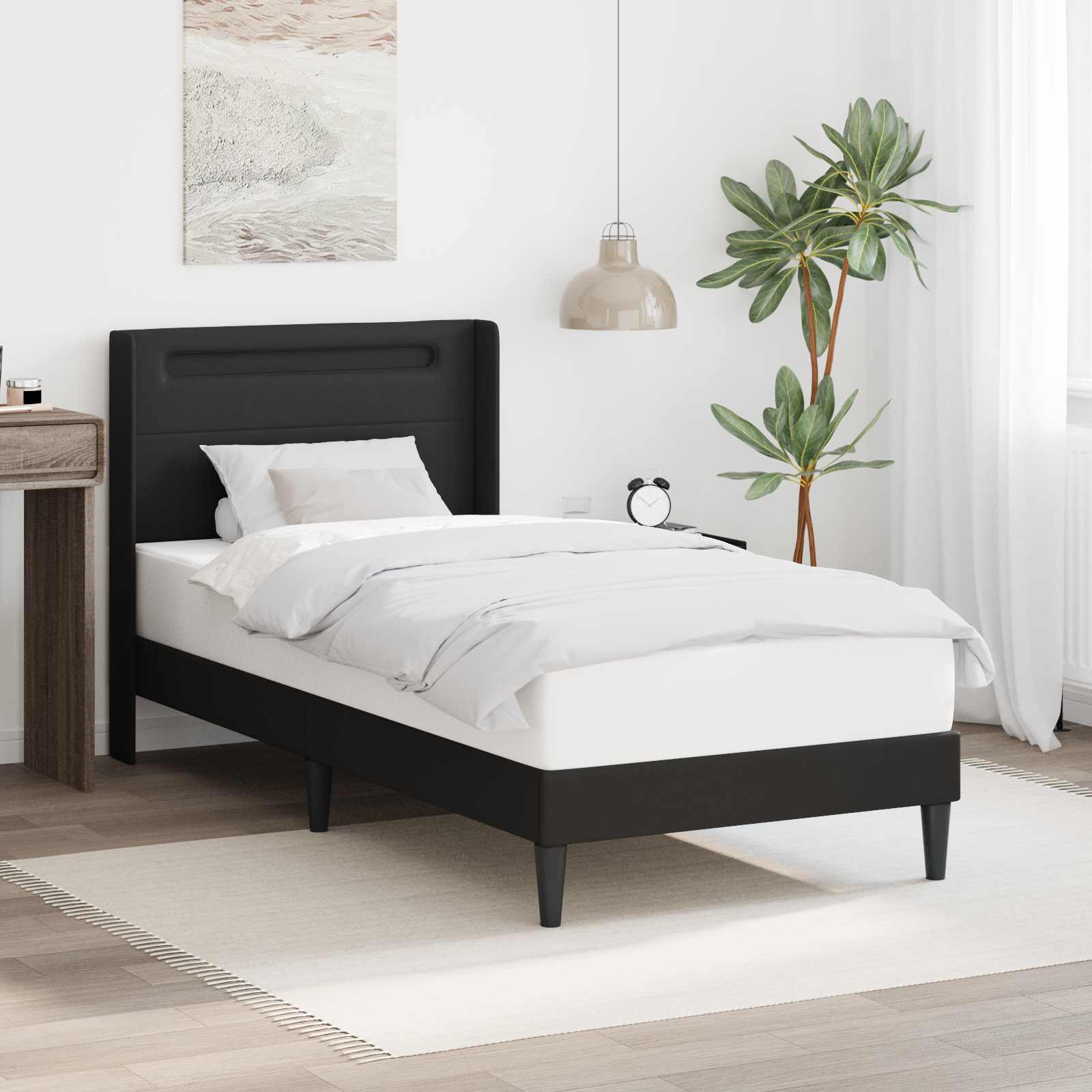 Krevetna konstrukcija Crna 90 x 200 cm Umjetna koža