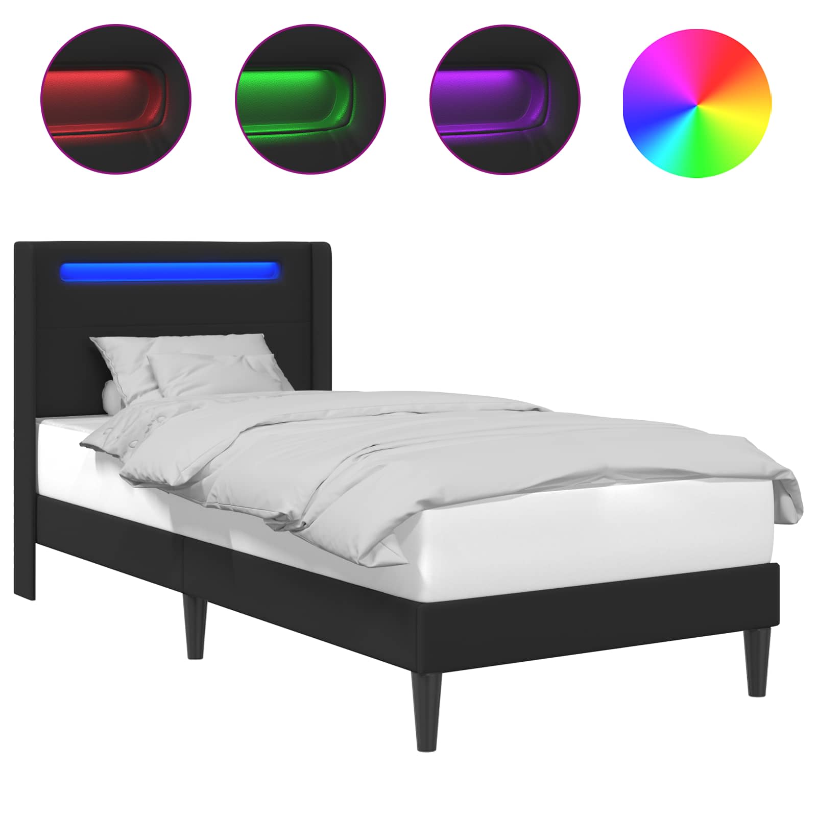Krevetna konstrukcija Crna 90 x 200 cm Umjetna koža
