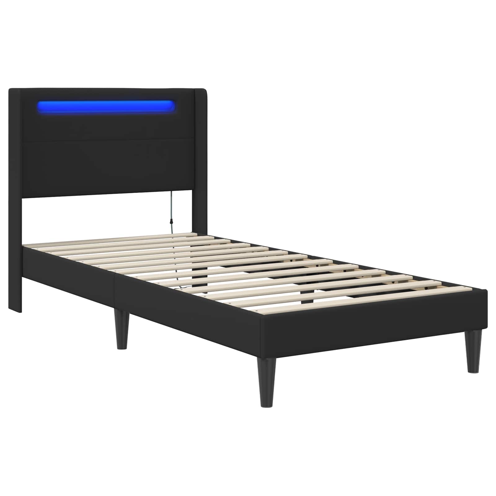 Krevetna konstrukcija Crna 90 x 200 cm Umjetna koža